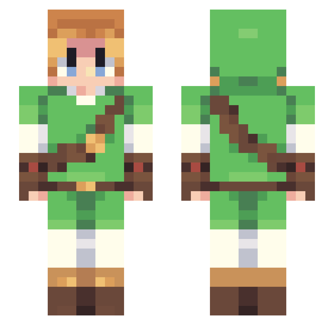 LinkValentine Minecraft skin, front and back view