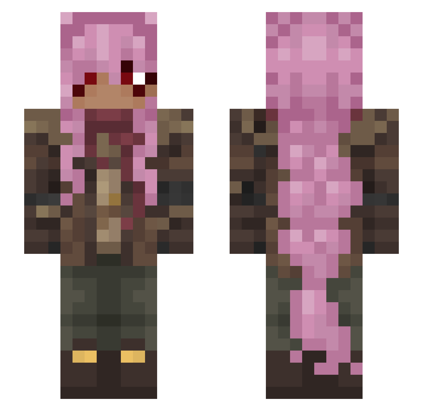 mourningcanary Minecraft skin, front and back view