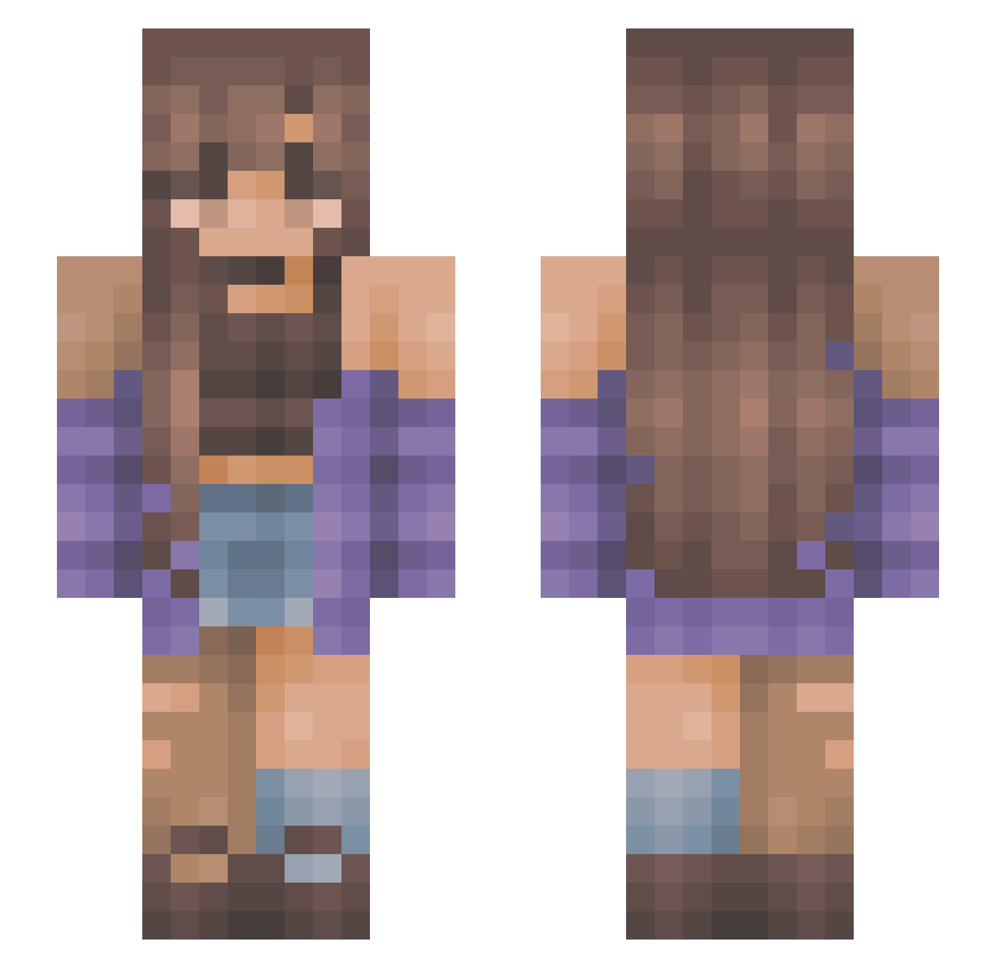 Sproo3000 Minecraft skin, front and back view