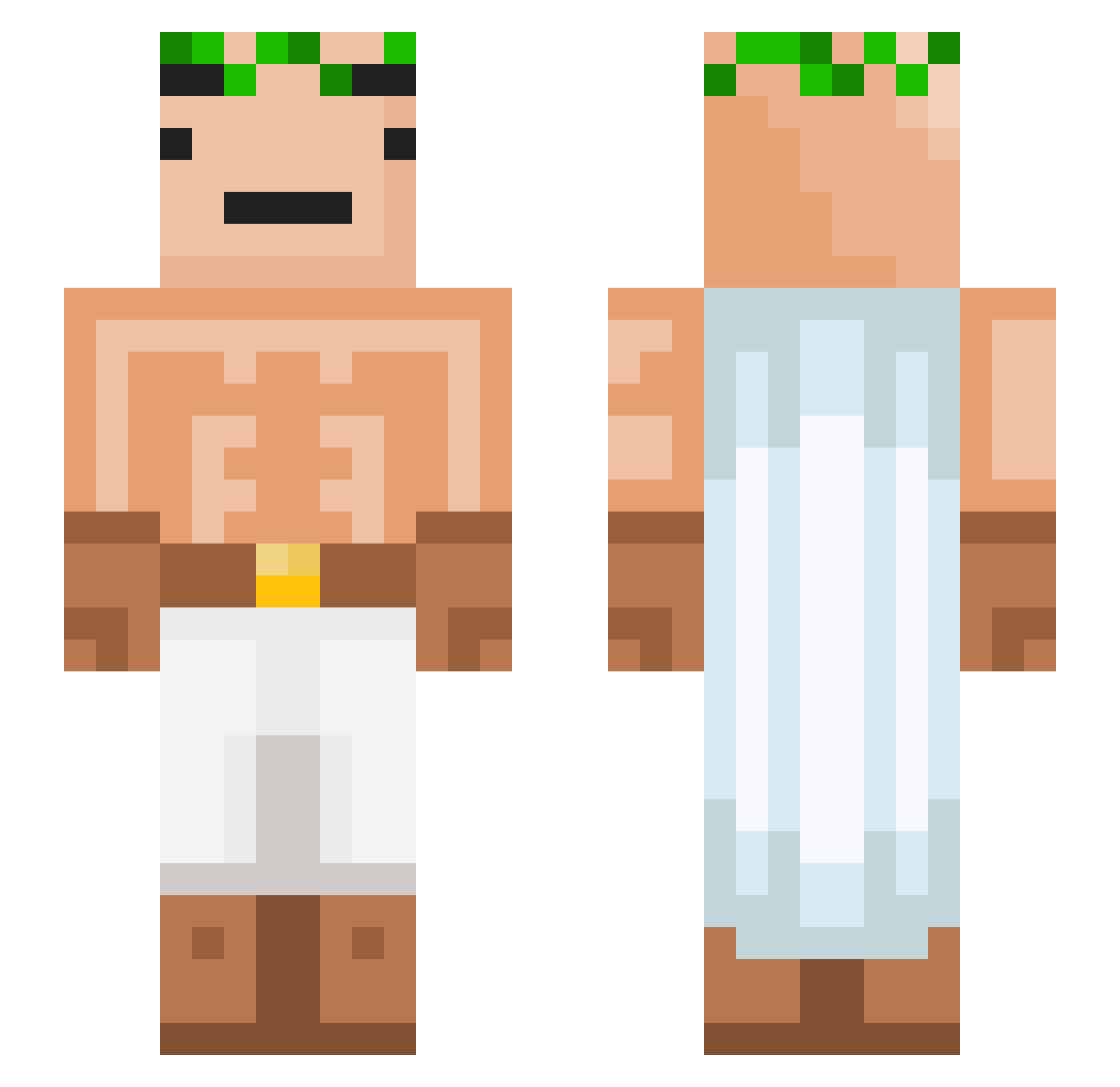 H3rmelean Minecraft skin, front and back view
