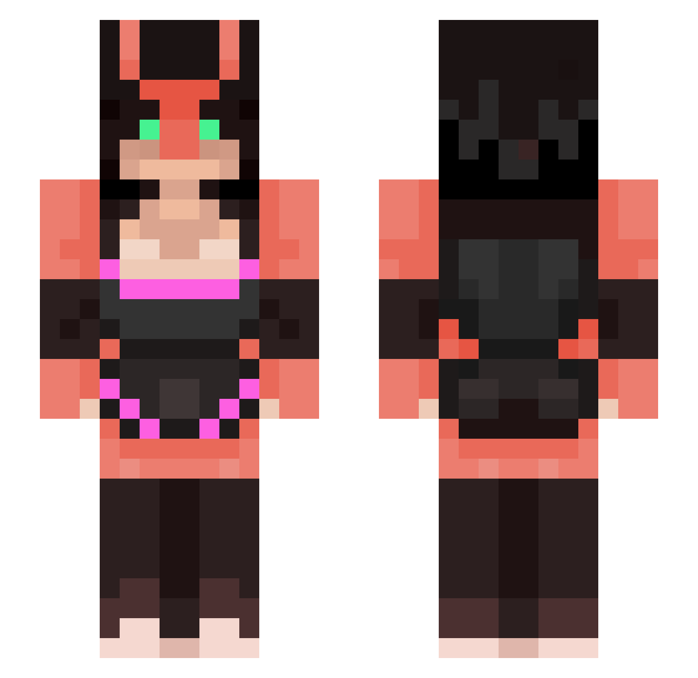 DevilReyrey Minecraft skin, front and back view