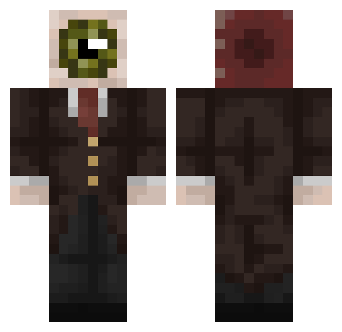 mrfeeshee Minecraft skin, front and back view