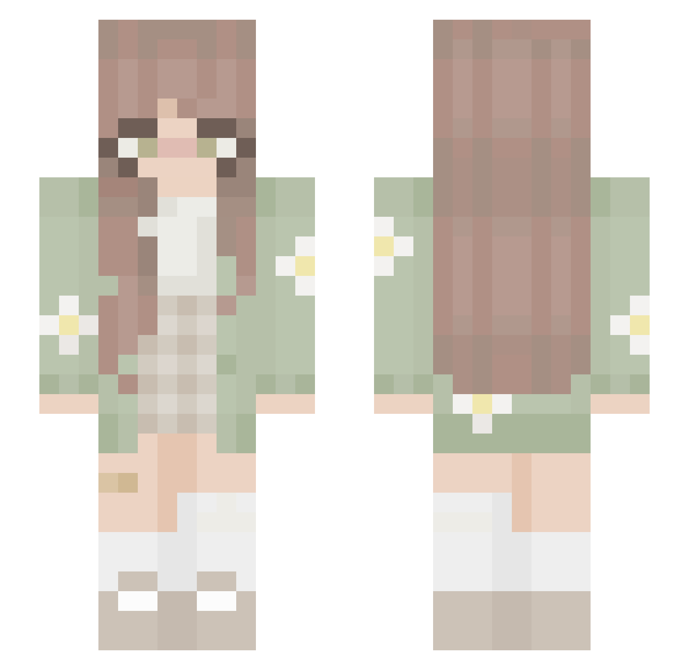 FlirtyForTheWin Minecraft skin, front and back view