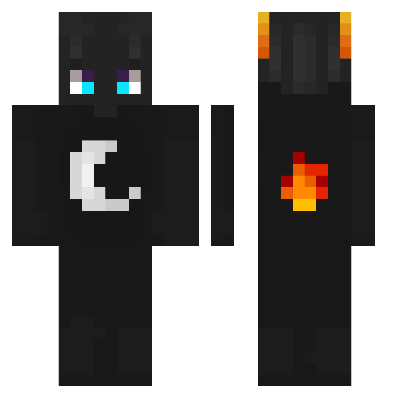 DeEnchant Minecraft skin, front and back view
