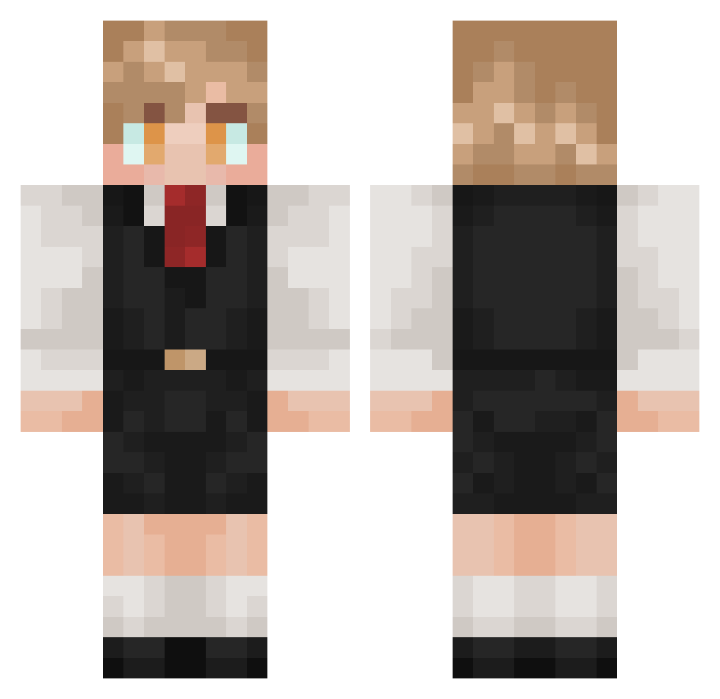 D3m0nly Minecraft skin, front and back view