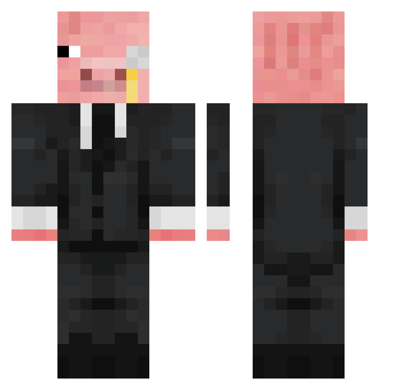SimplyNxah Minecraft skin, front and back view