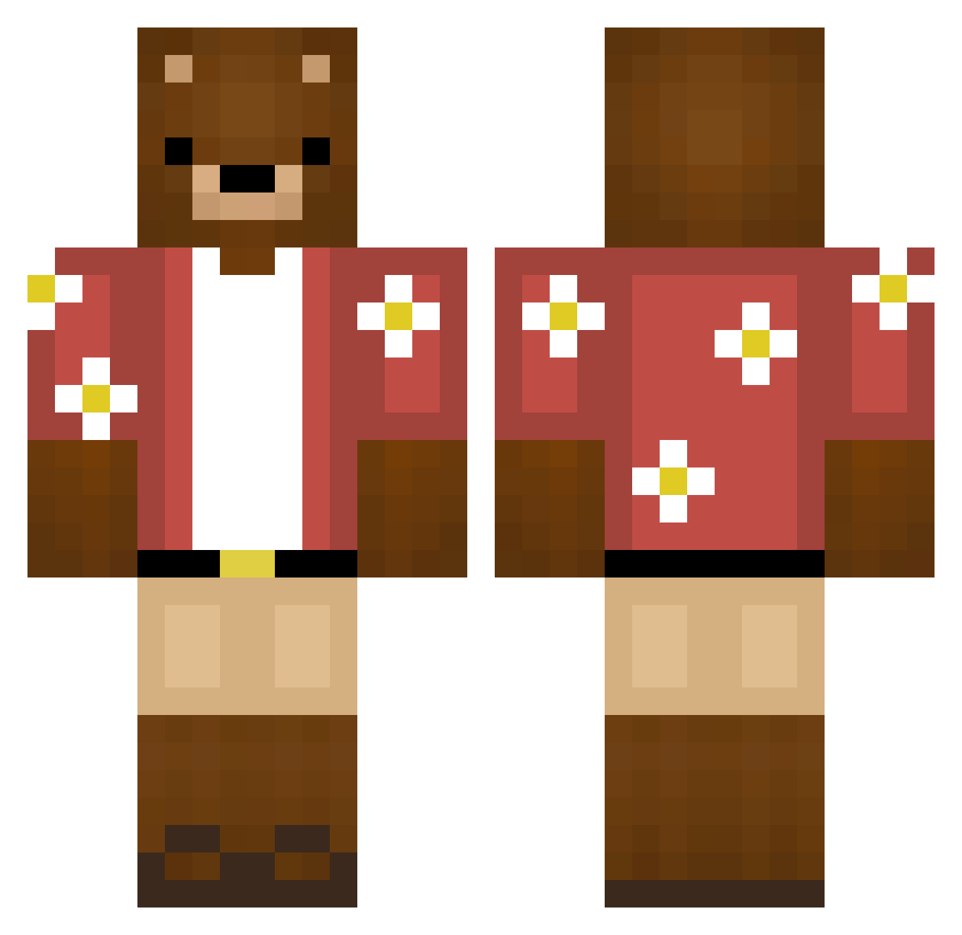 Kedoa Minecraft skin, front and back view