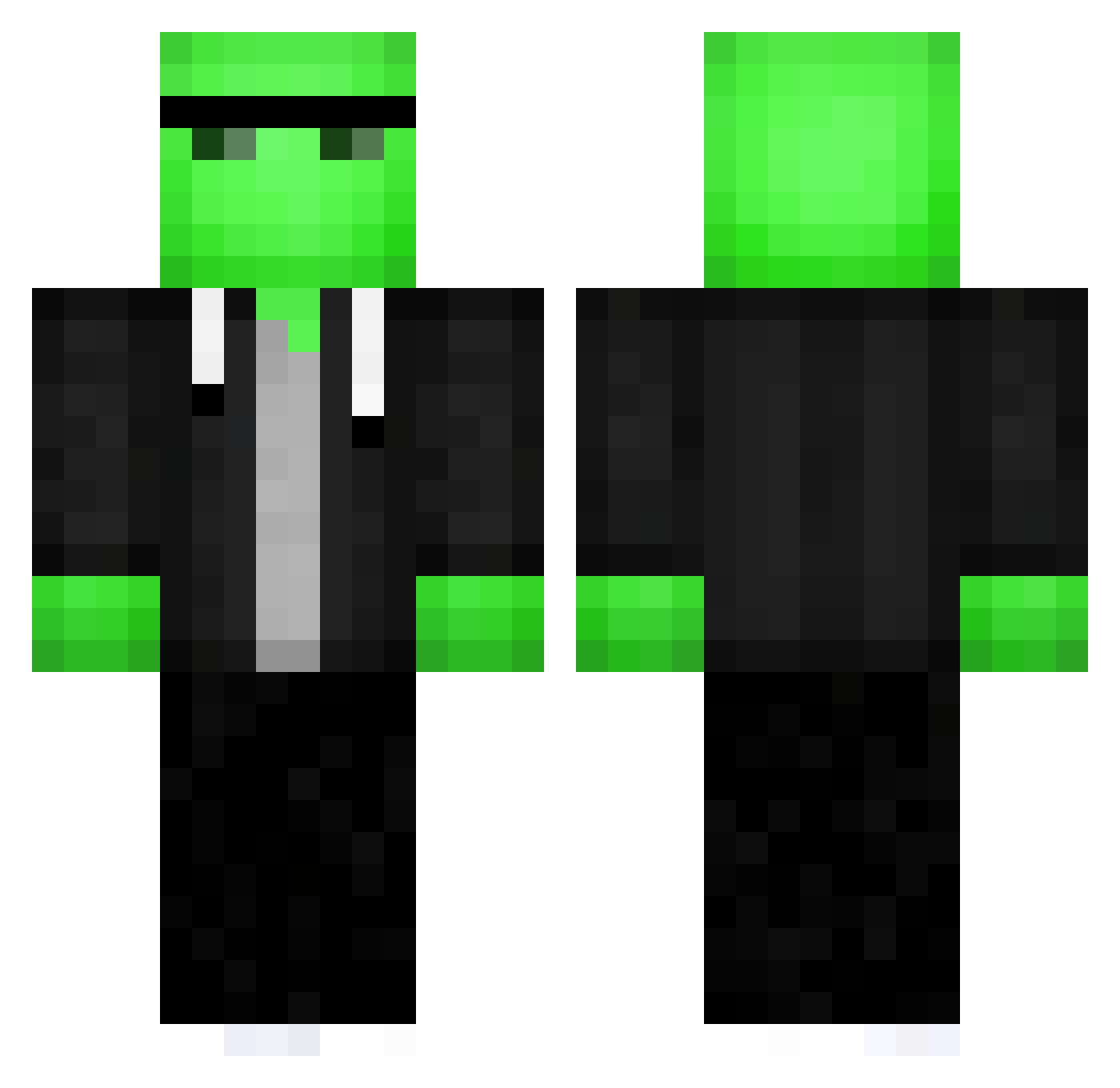DefiniTV Minecraft skin, front and back view