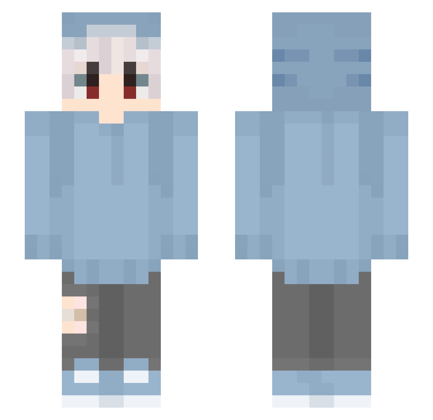 DrOwO Minecraft skin, front and back view