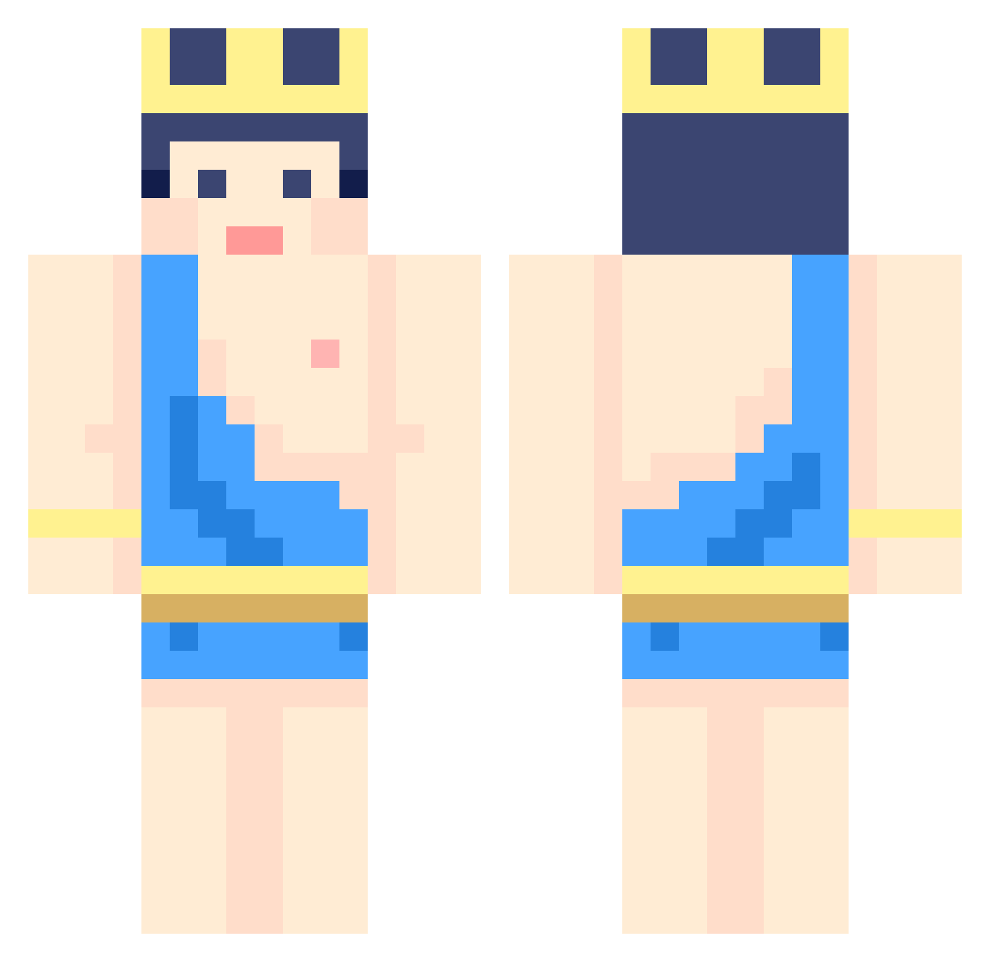 justlikesj Minecraft skin, front and back view