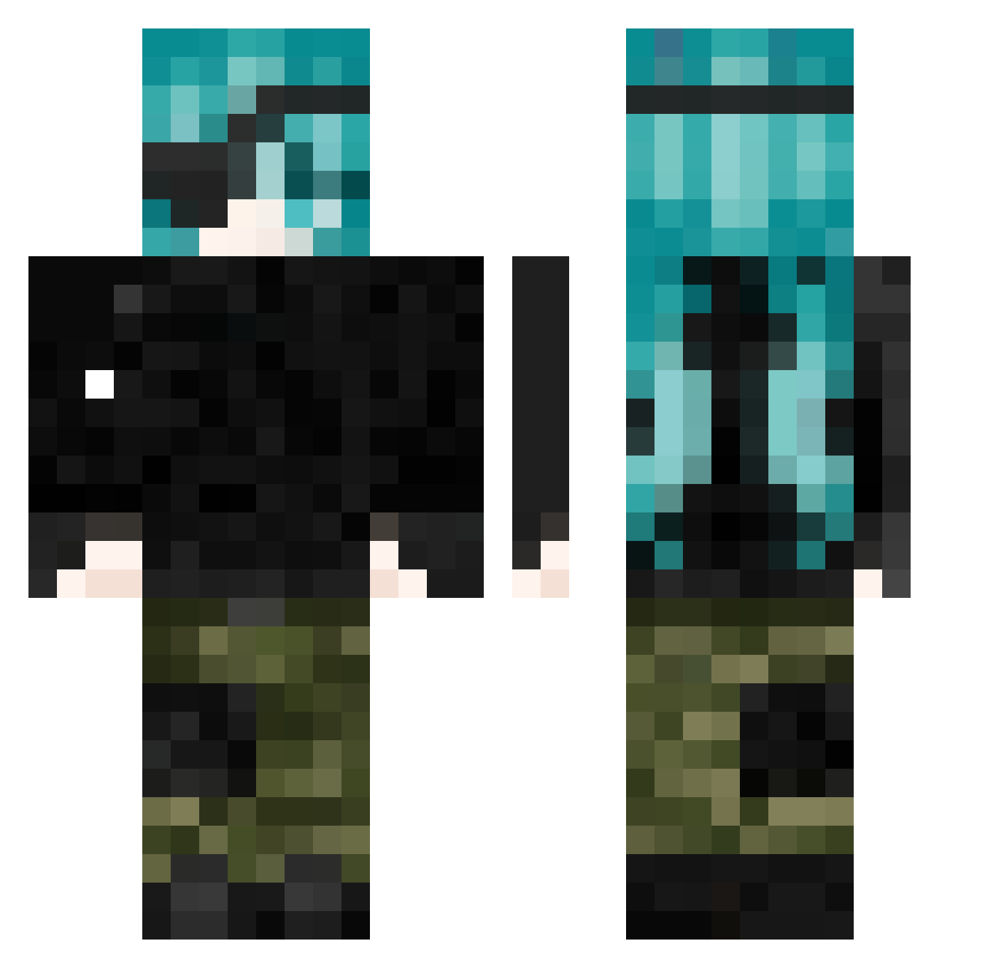 xfymii Minecraft skin, front and back view