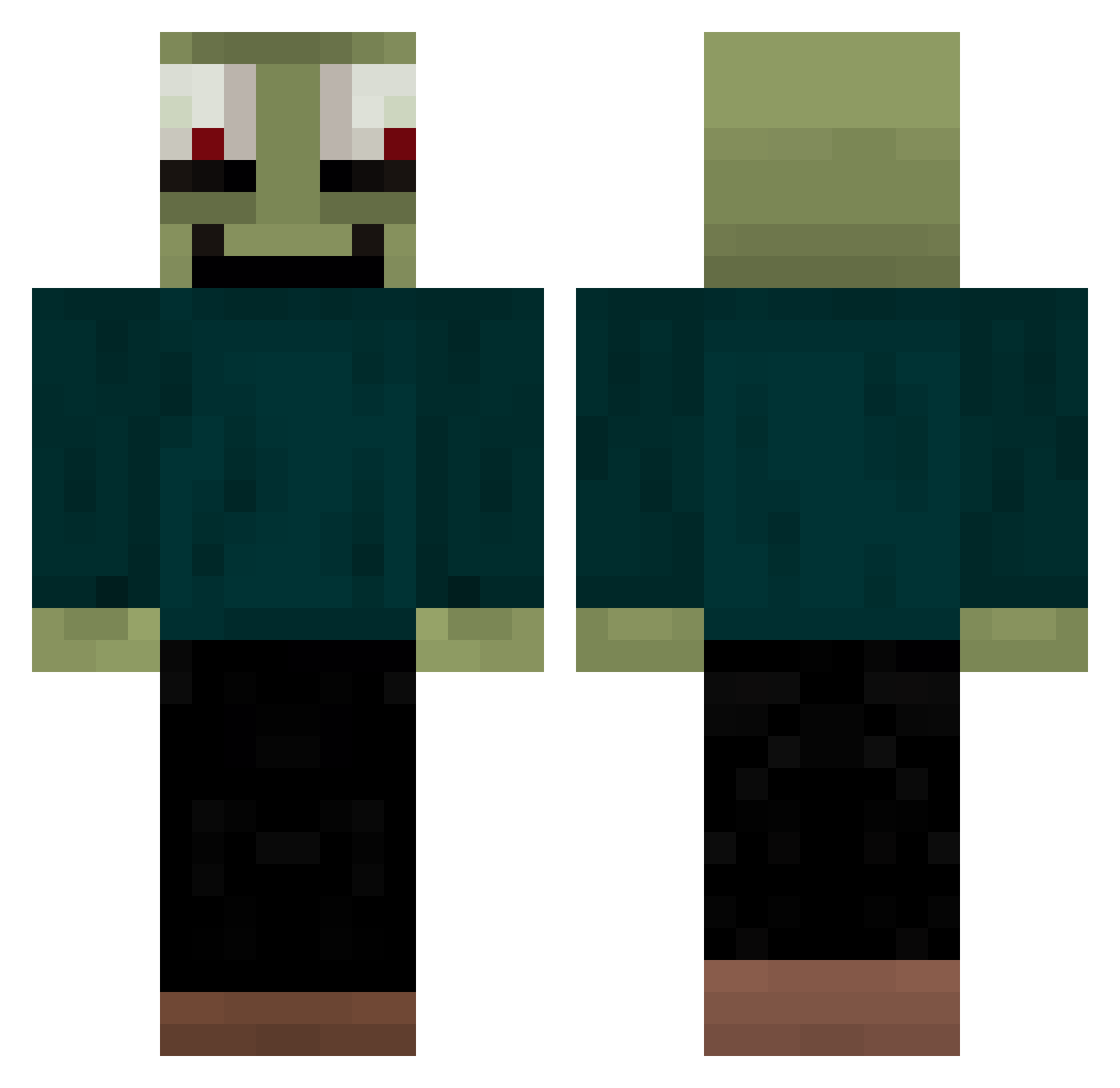 jbck Minecraft skin, front and back view