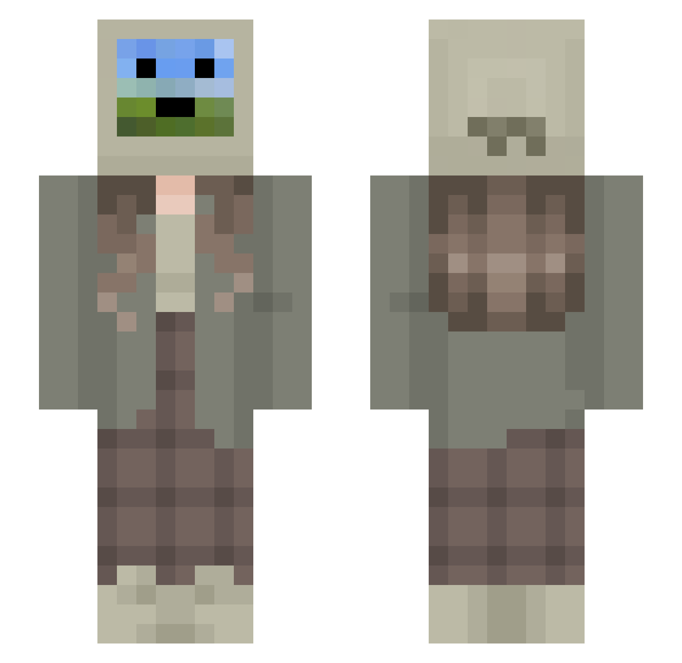 HeliturtleOP Minecraft skin, front and back view
