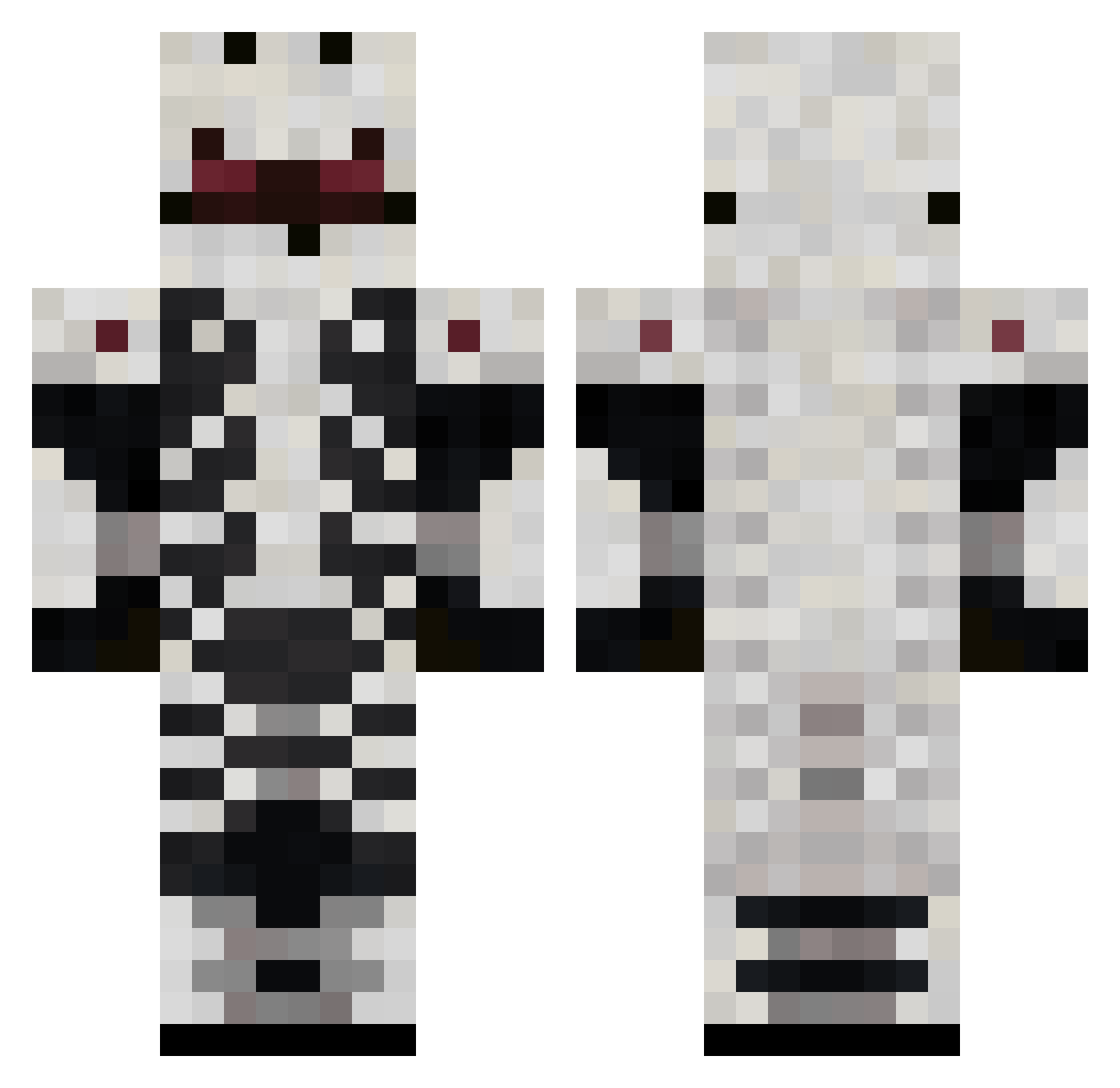 Betzerk Minecraft skin, front and back view