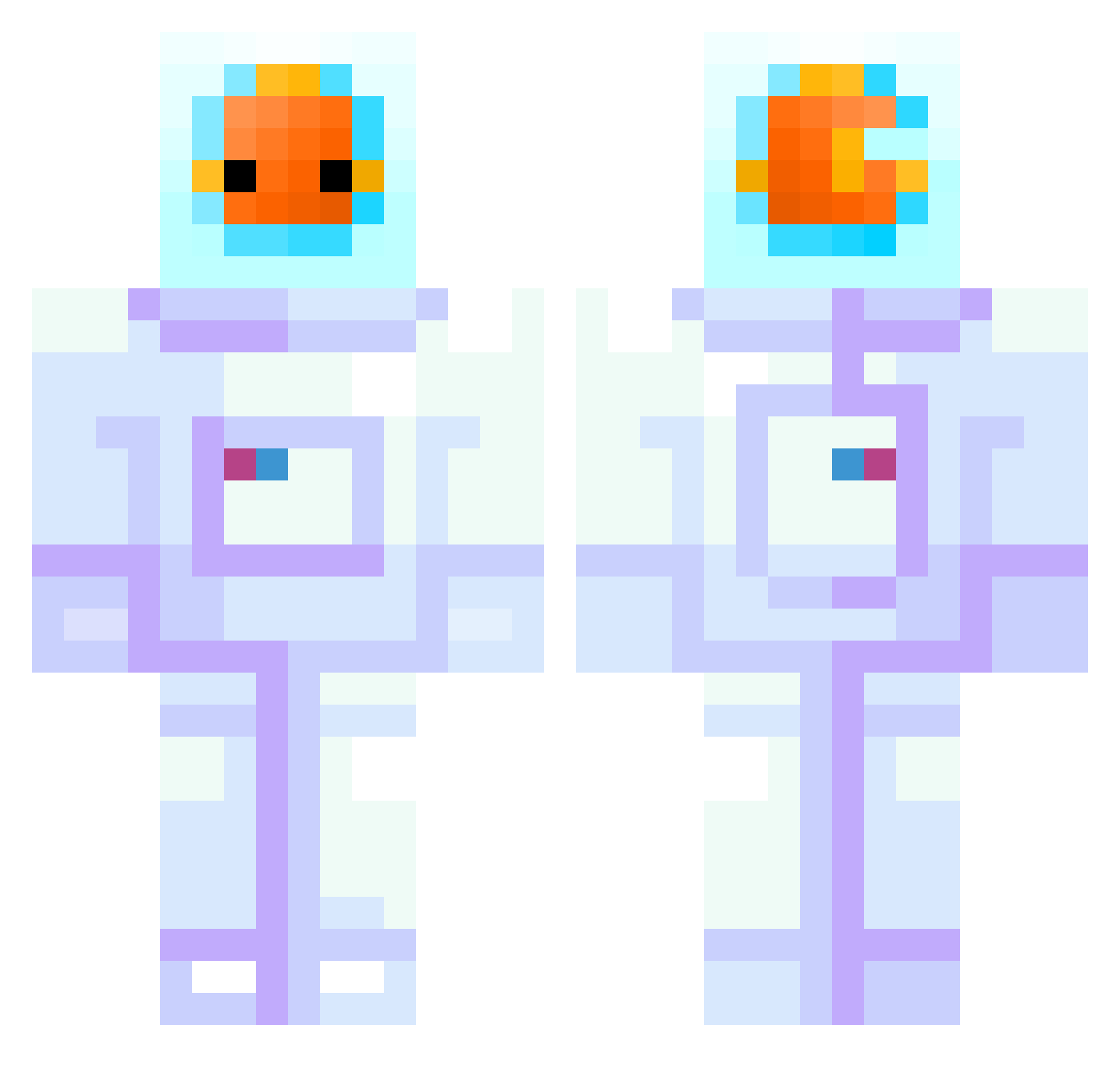 Sykold Minecraft skin, front and back view