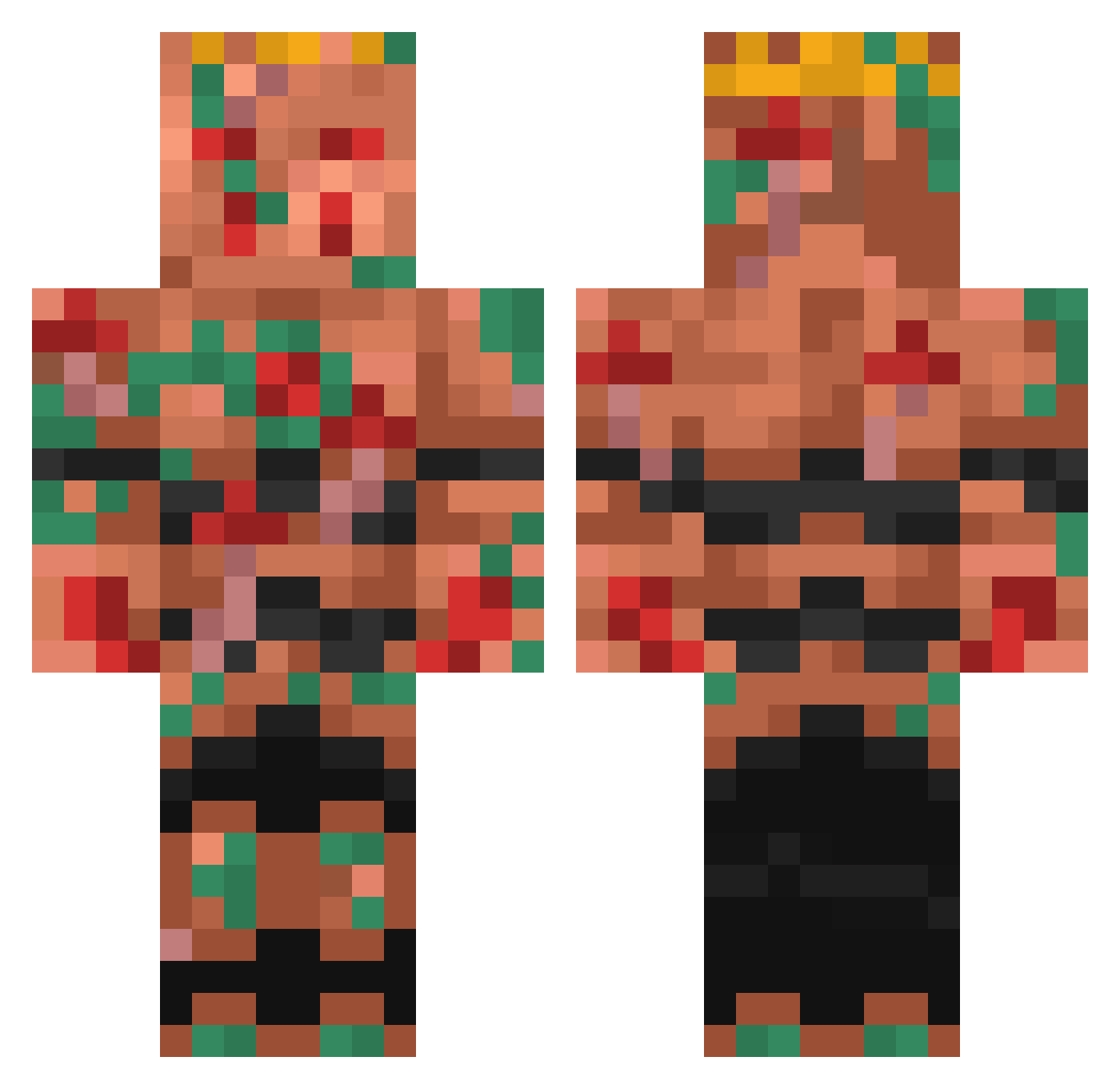 CamoBucketHat Minecraft skin, front and back view