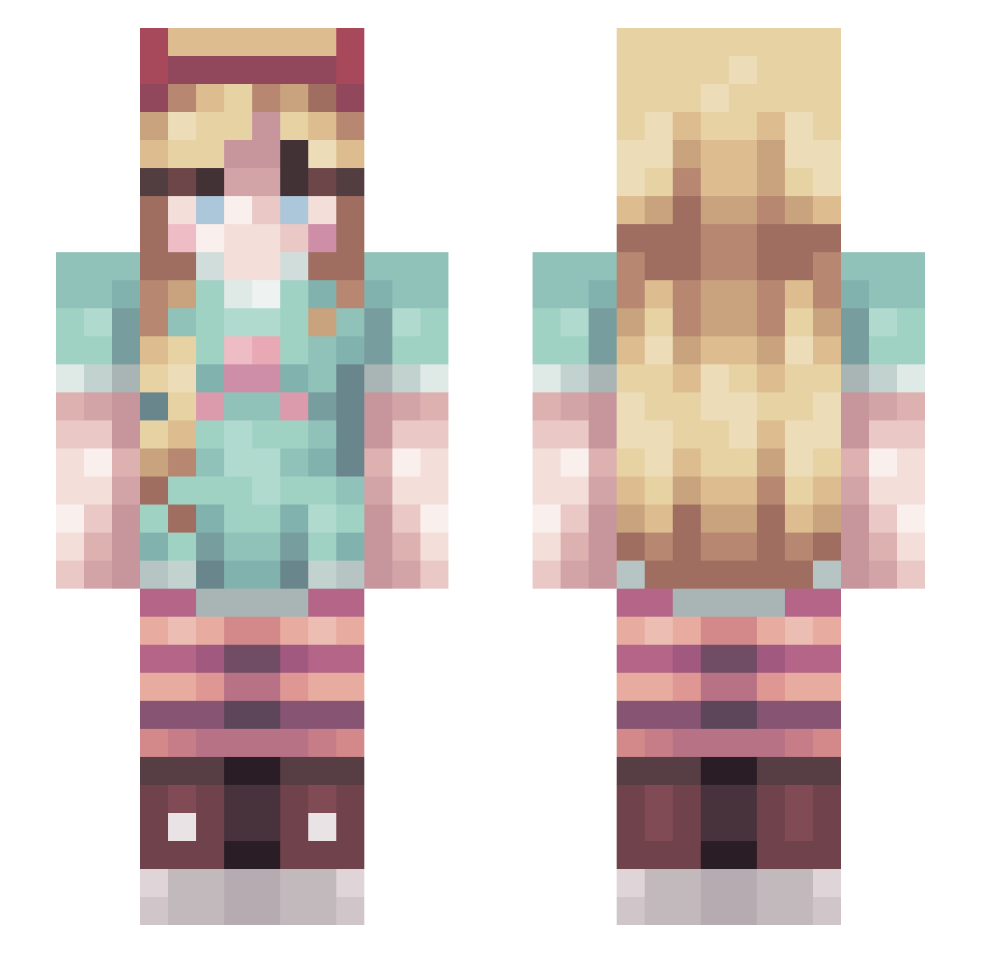 diefakemono Minecraft skin, front and back view