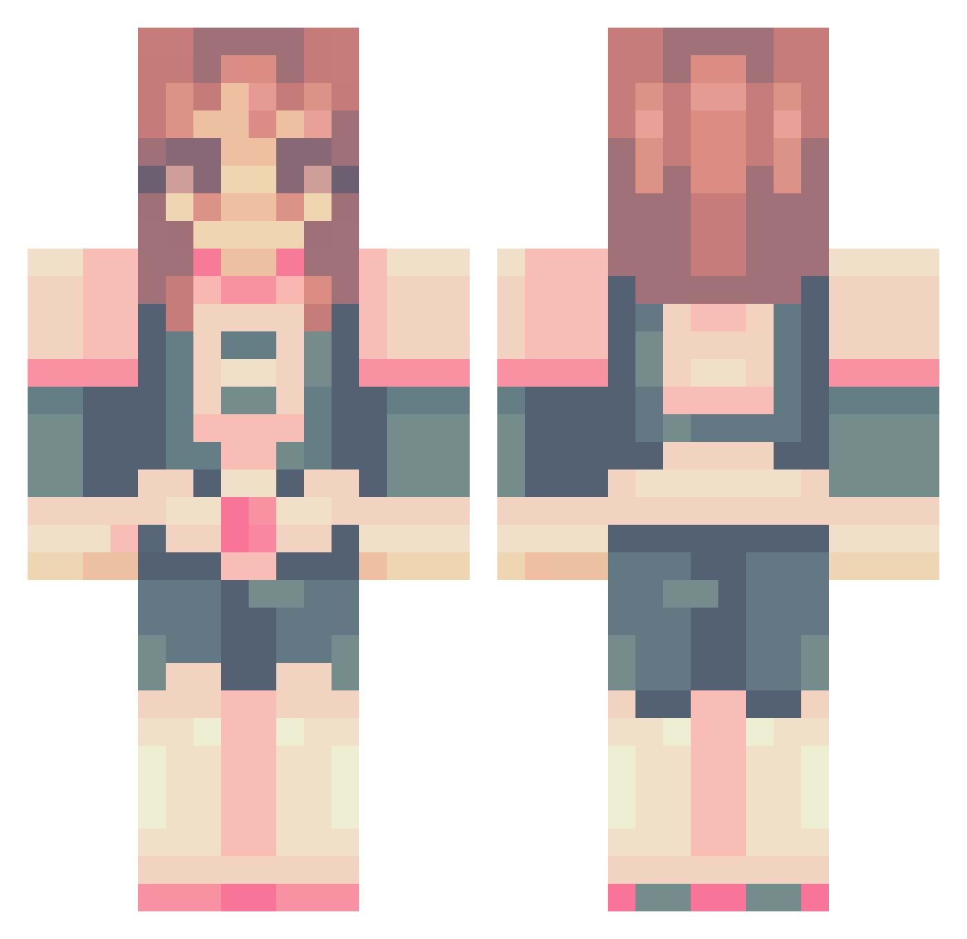 Chaaxa Minecraft skin, front and back view