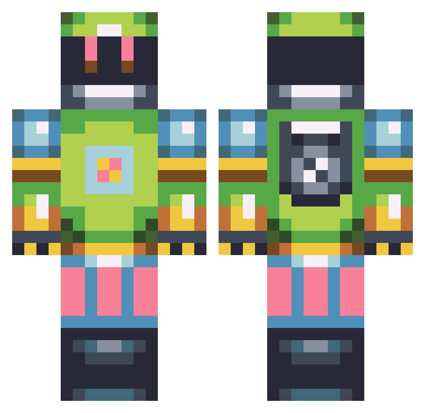 soonicox Minecraft skin, front and back view