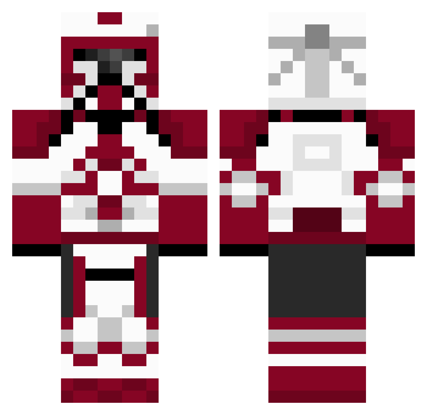 Cationic Minecraft skin, front and back view