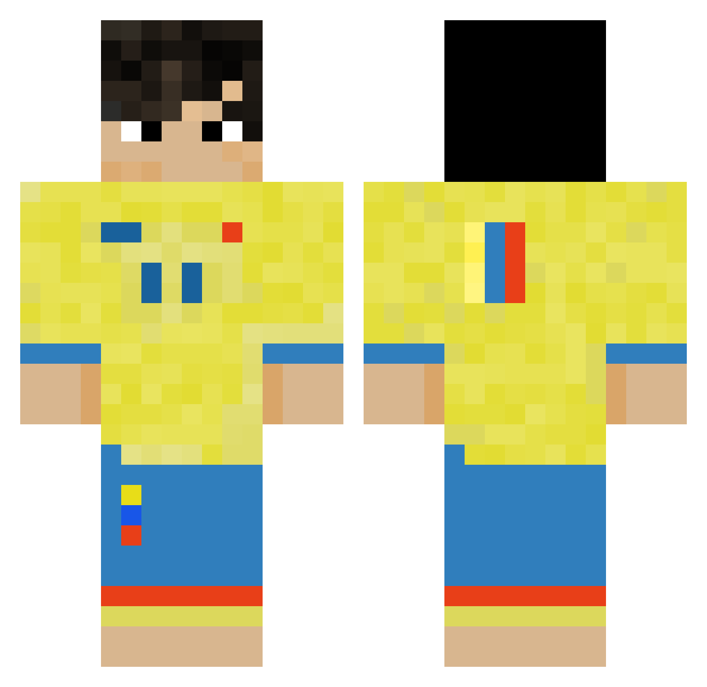 holasoycamilo Minecraft skin, front and back view