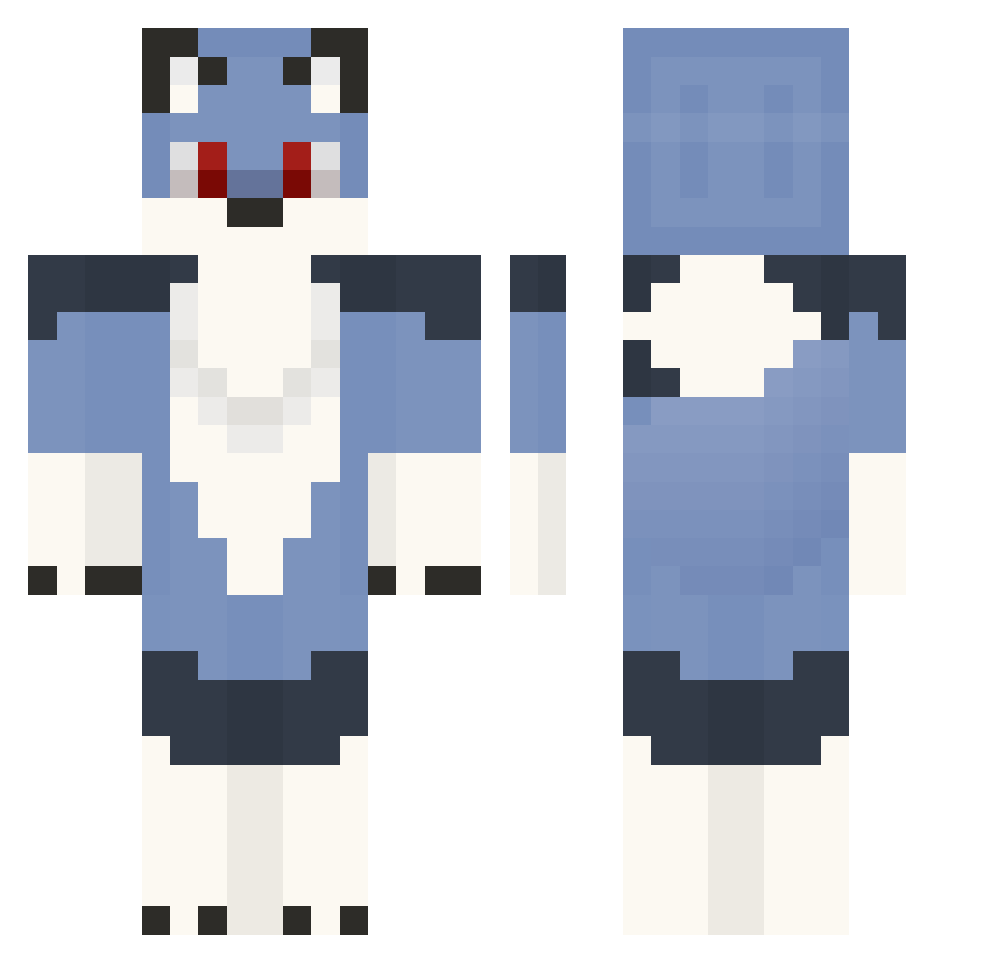 TheHallowWolf27 Minecraft skin, front and back view