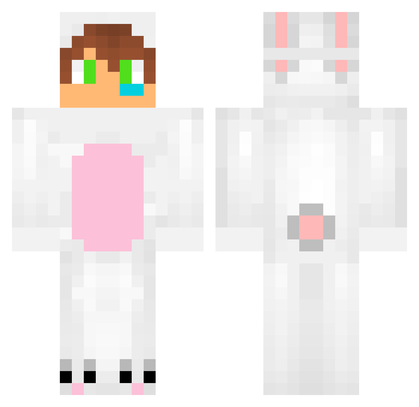 Equities Minecraft skin, front and back view