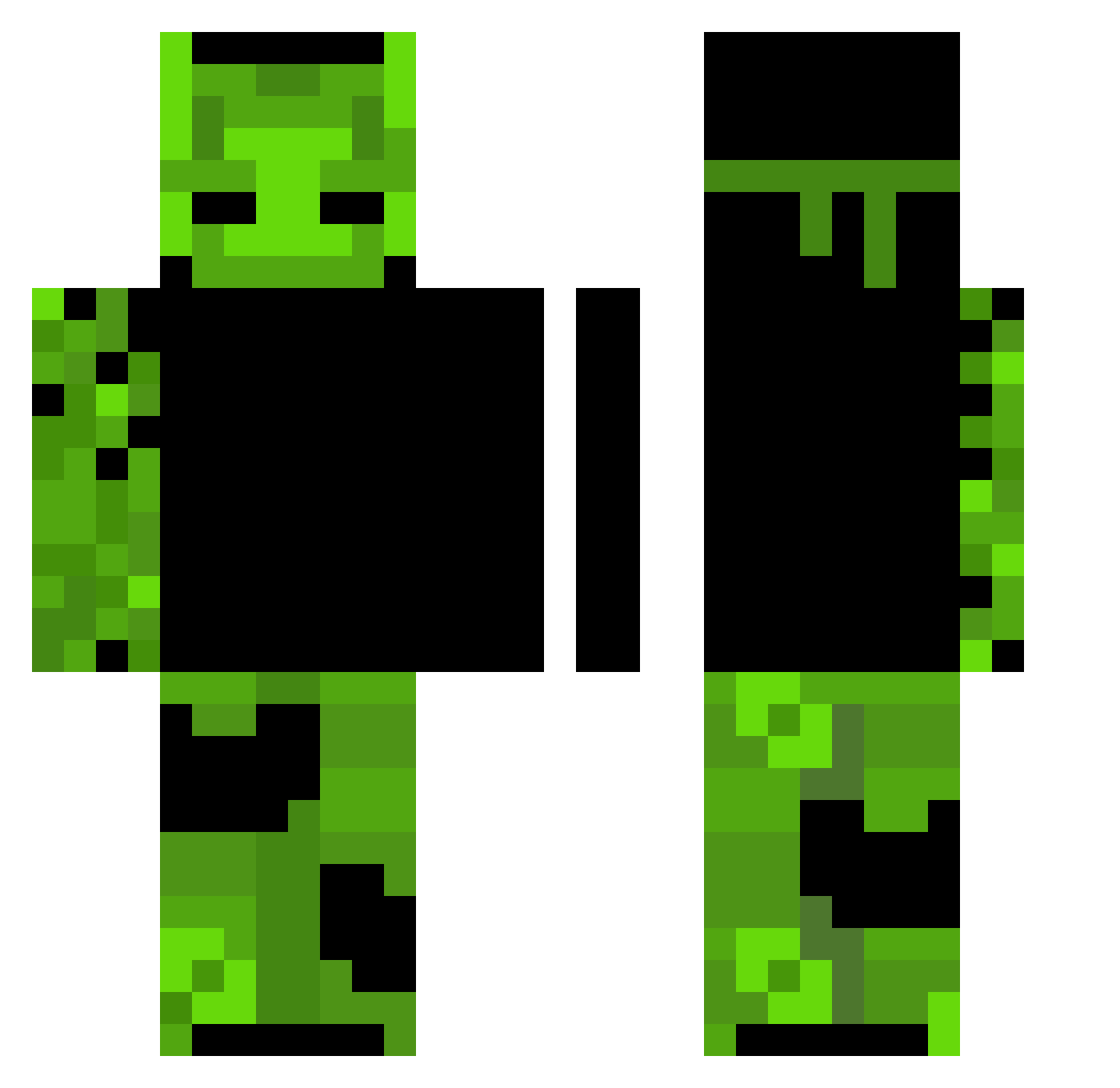 PulsingPumpkins Minecraft skin, front and back view