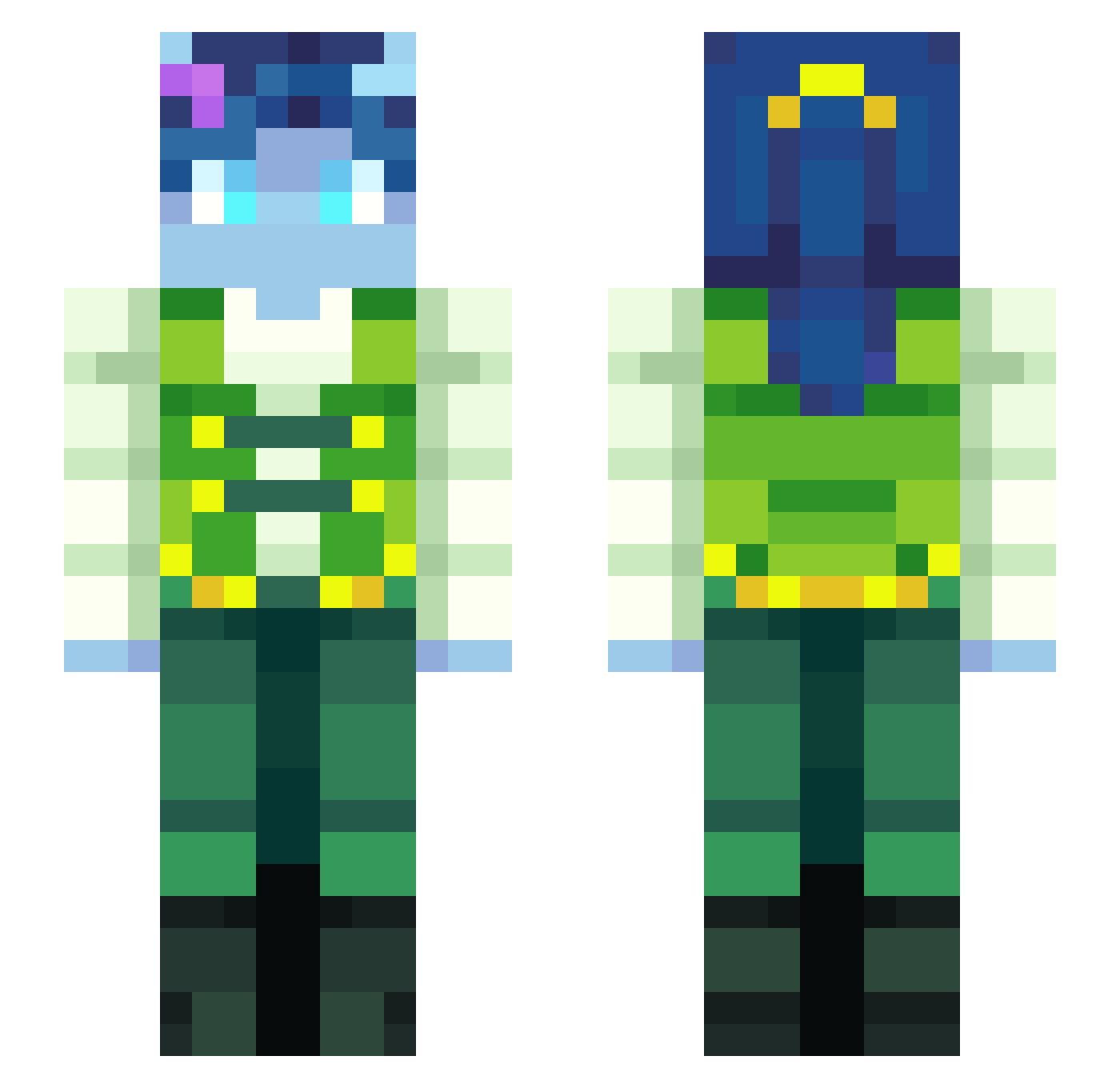 0nei Minecraft skin, front and back view