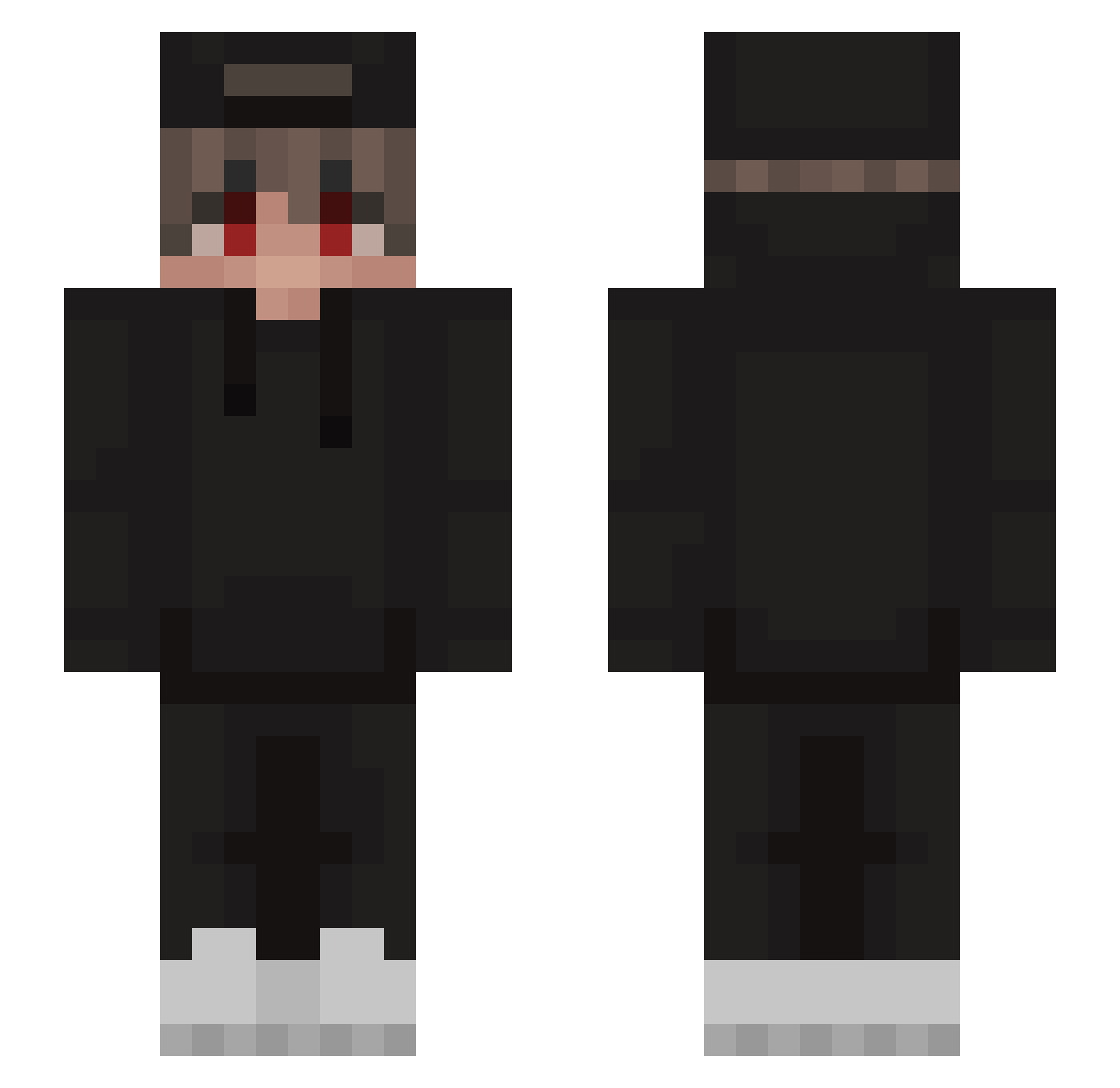 ItsPlasmaCat Minecraft skin, front and back view