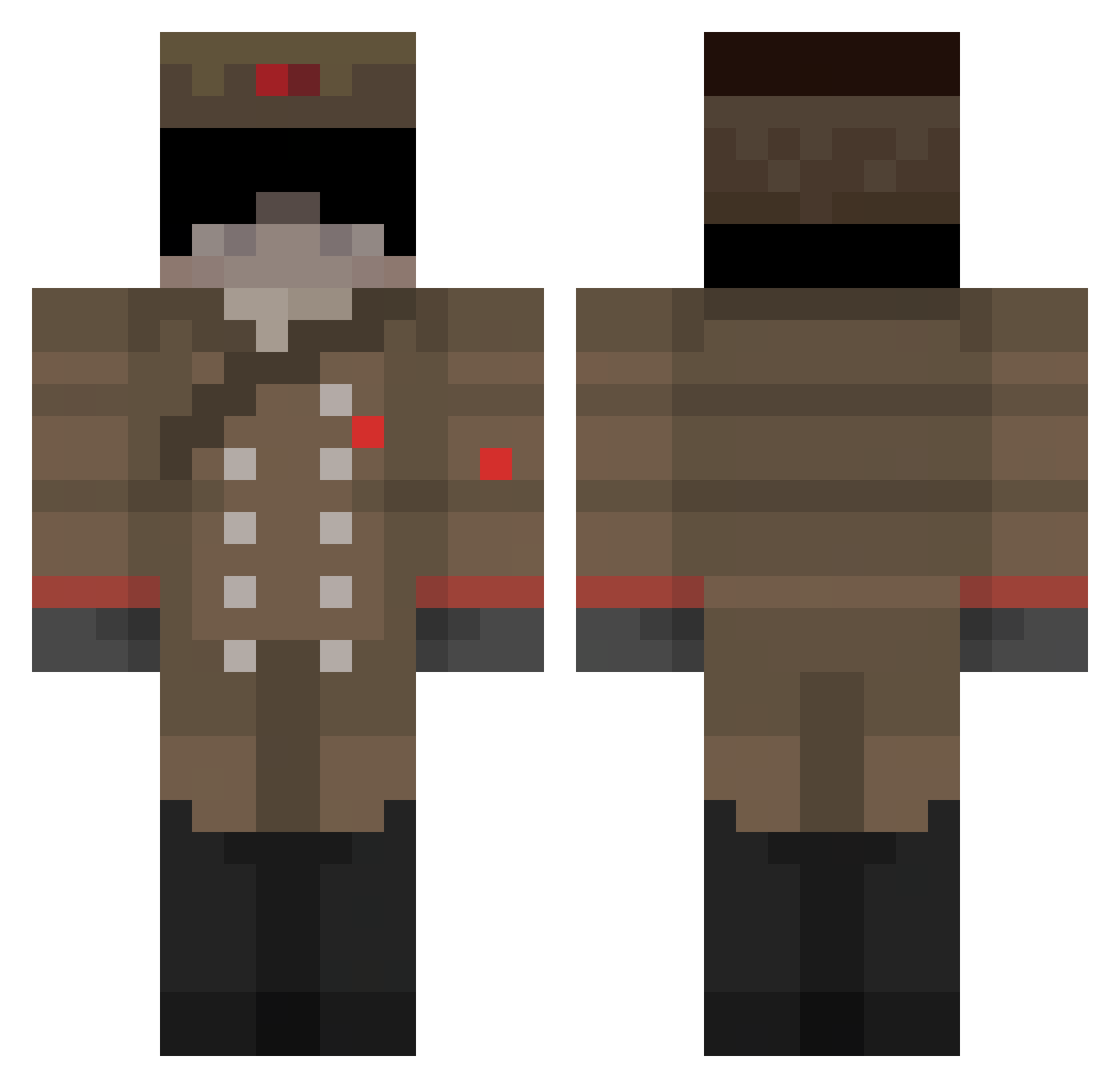 SkyRoma Minecraft skin, front and back view