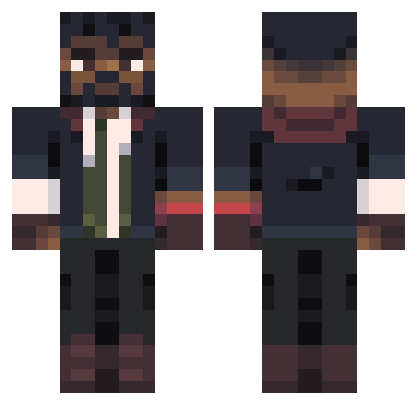 DarkMessiah998 Minecraft skin, front and back view