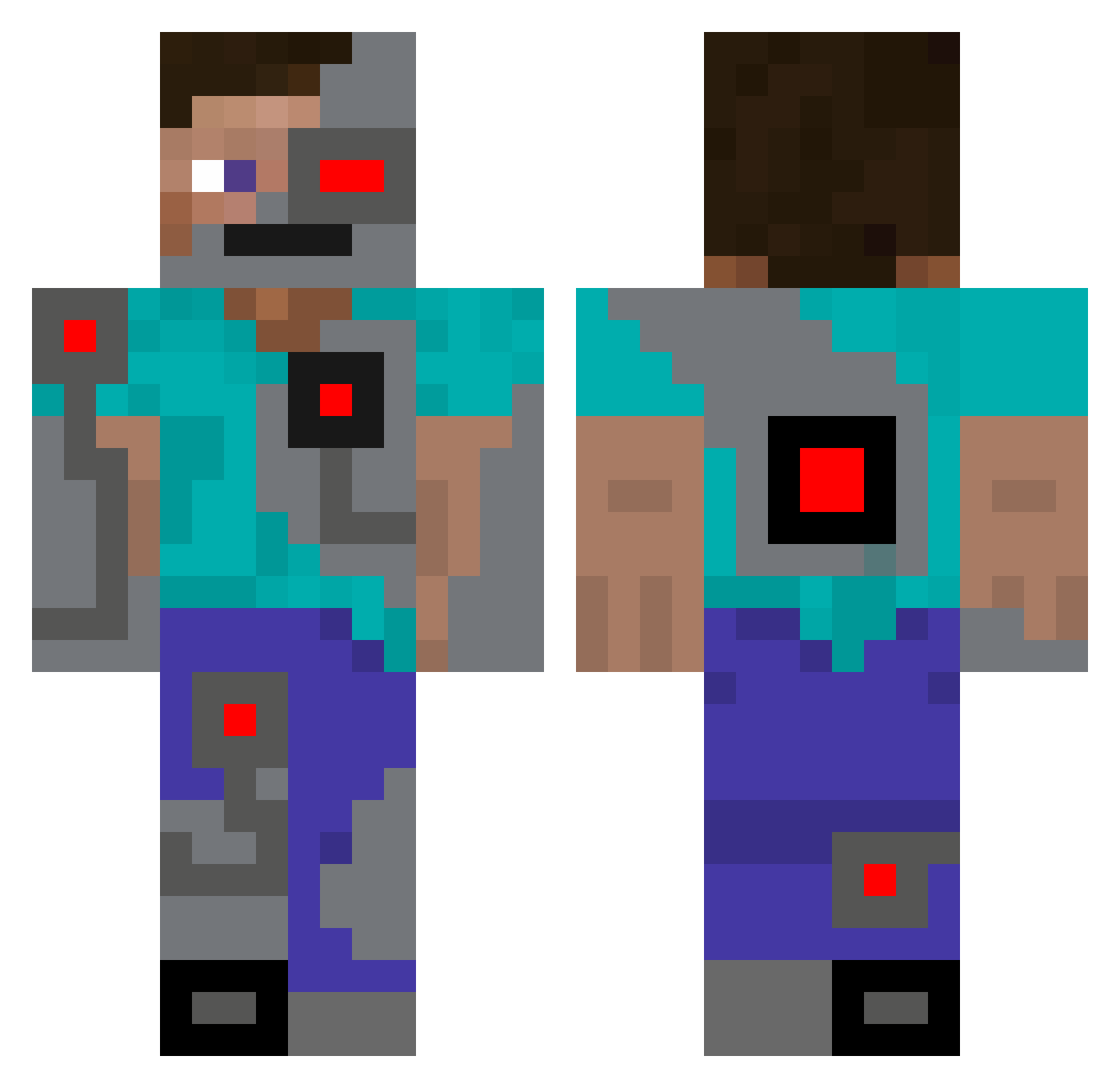 Manufacturing Minecraft skin, front and back view
