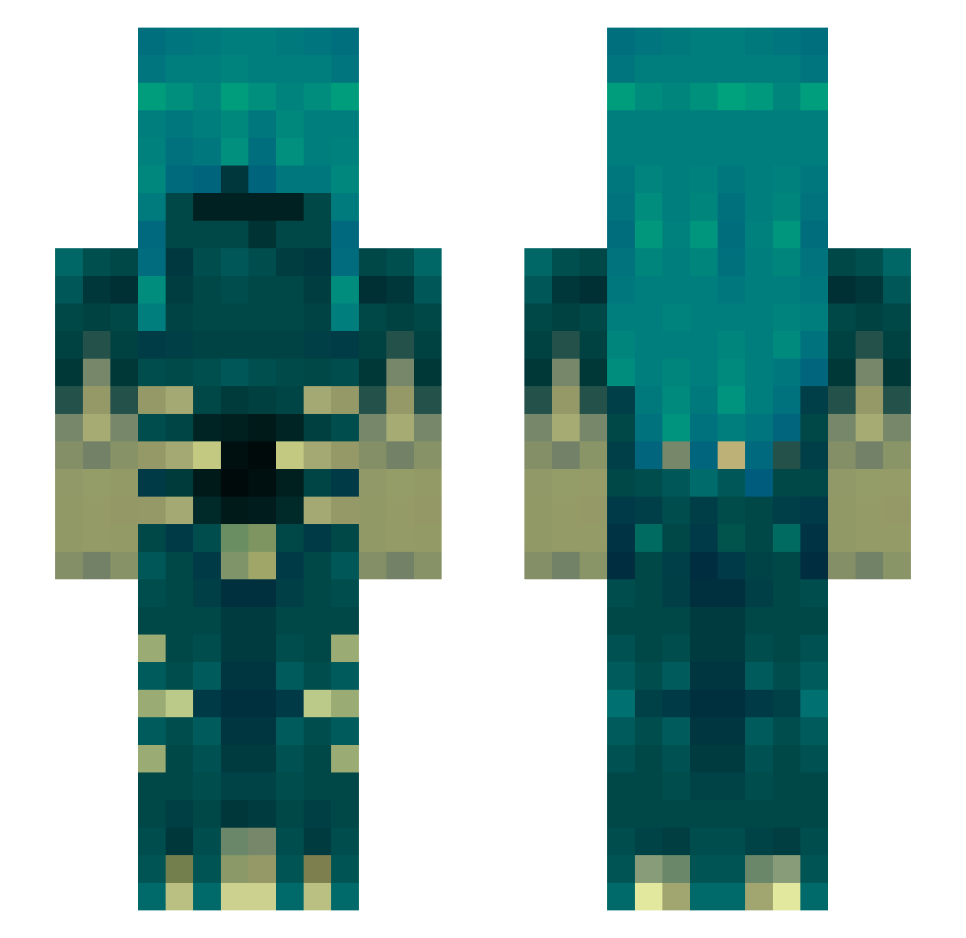 AngryBomb4700 Minecraft skin, front and back view