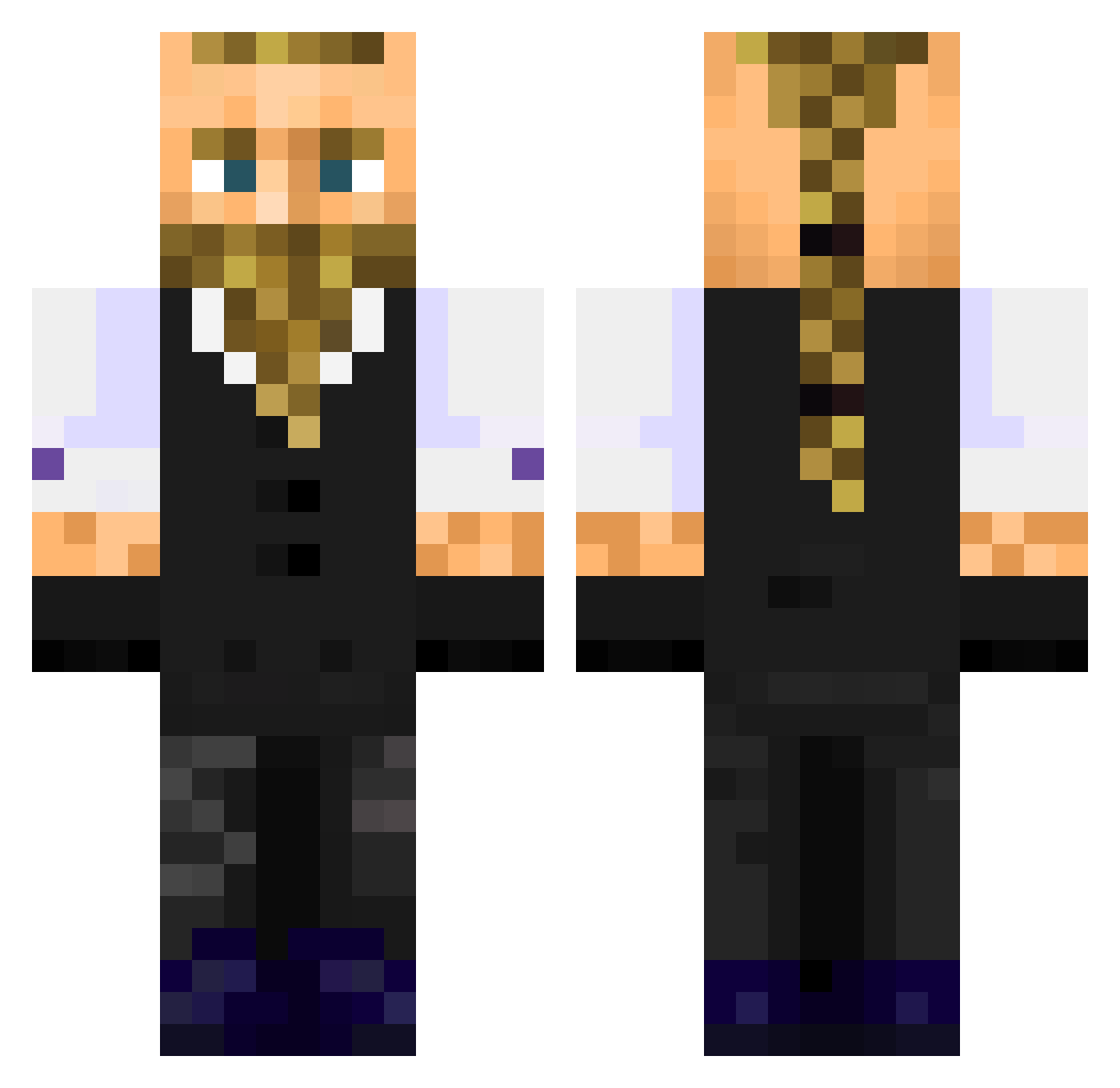 Bedrakk Minecraft skin, front and back view