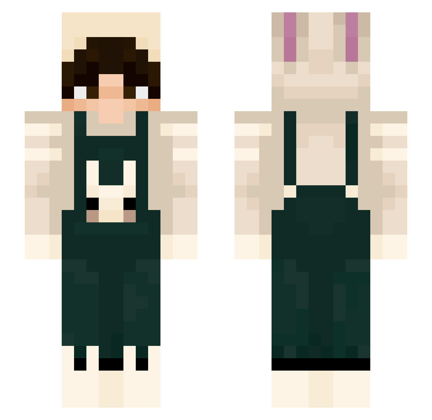 Rabbicik Minecraft skin, front and back view