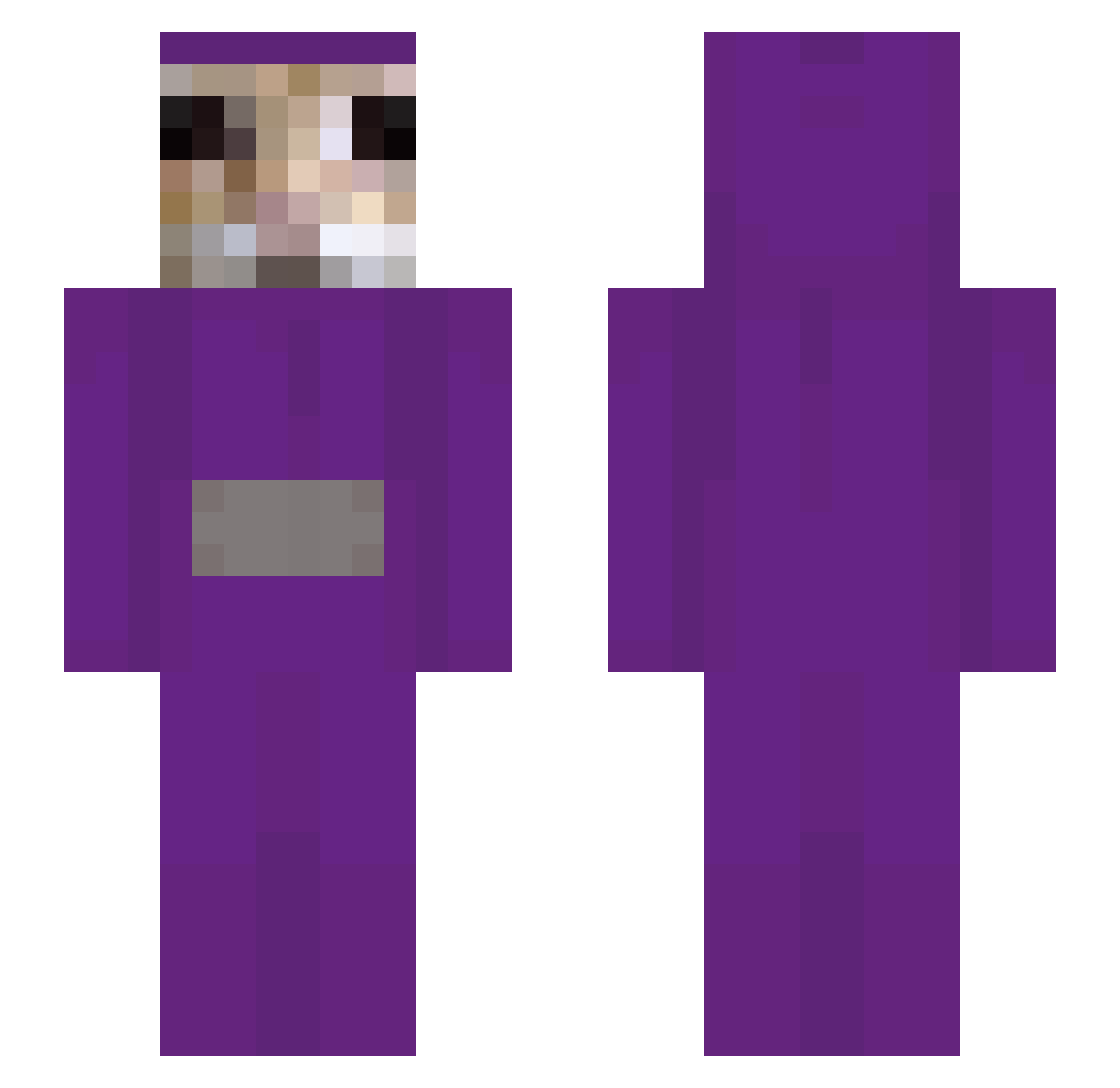 dirtchomper Minecraft skin, front and back view