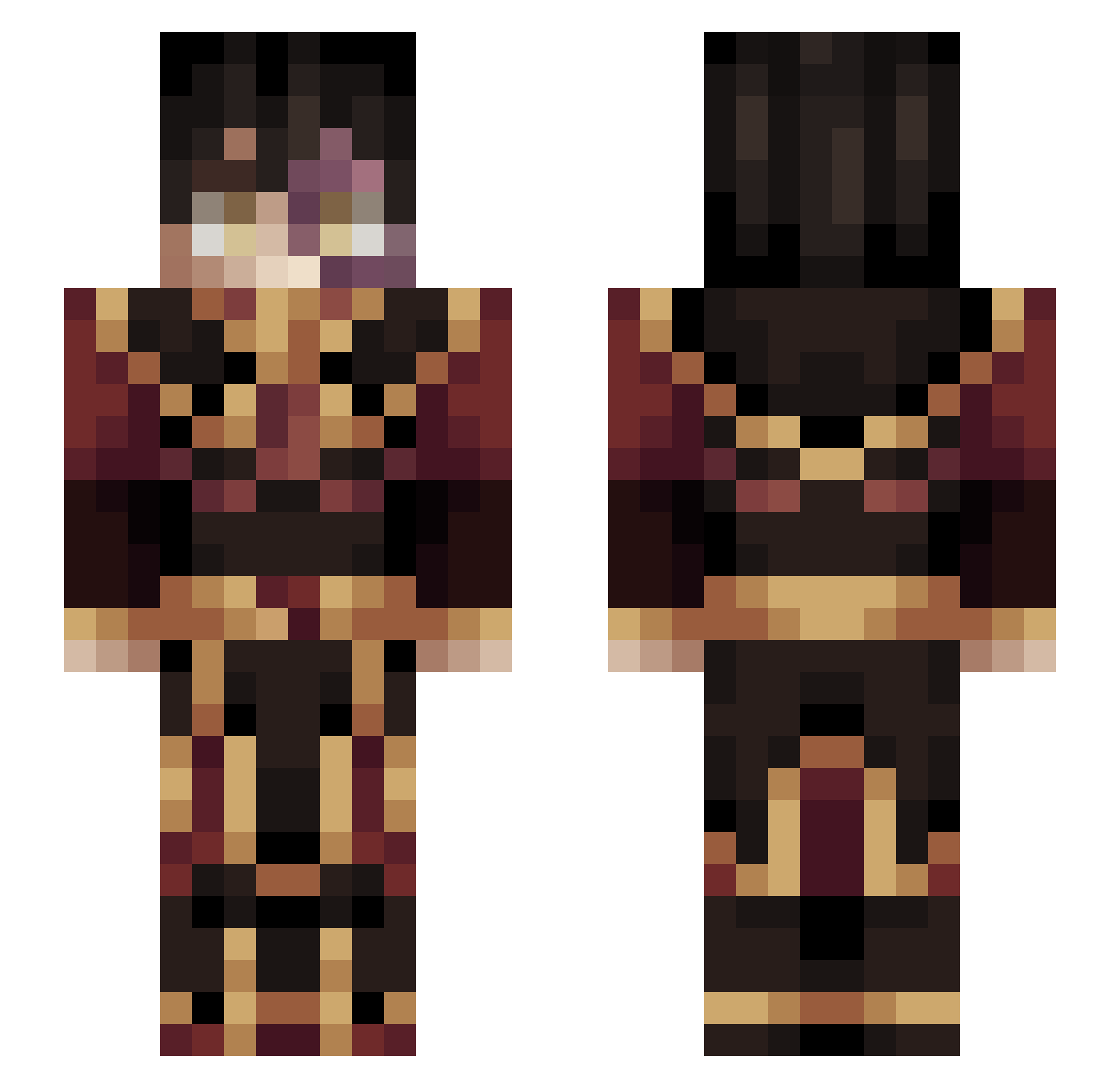 _xJIRO Minecraft skin, front and back view