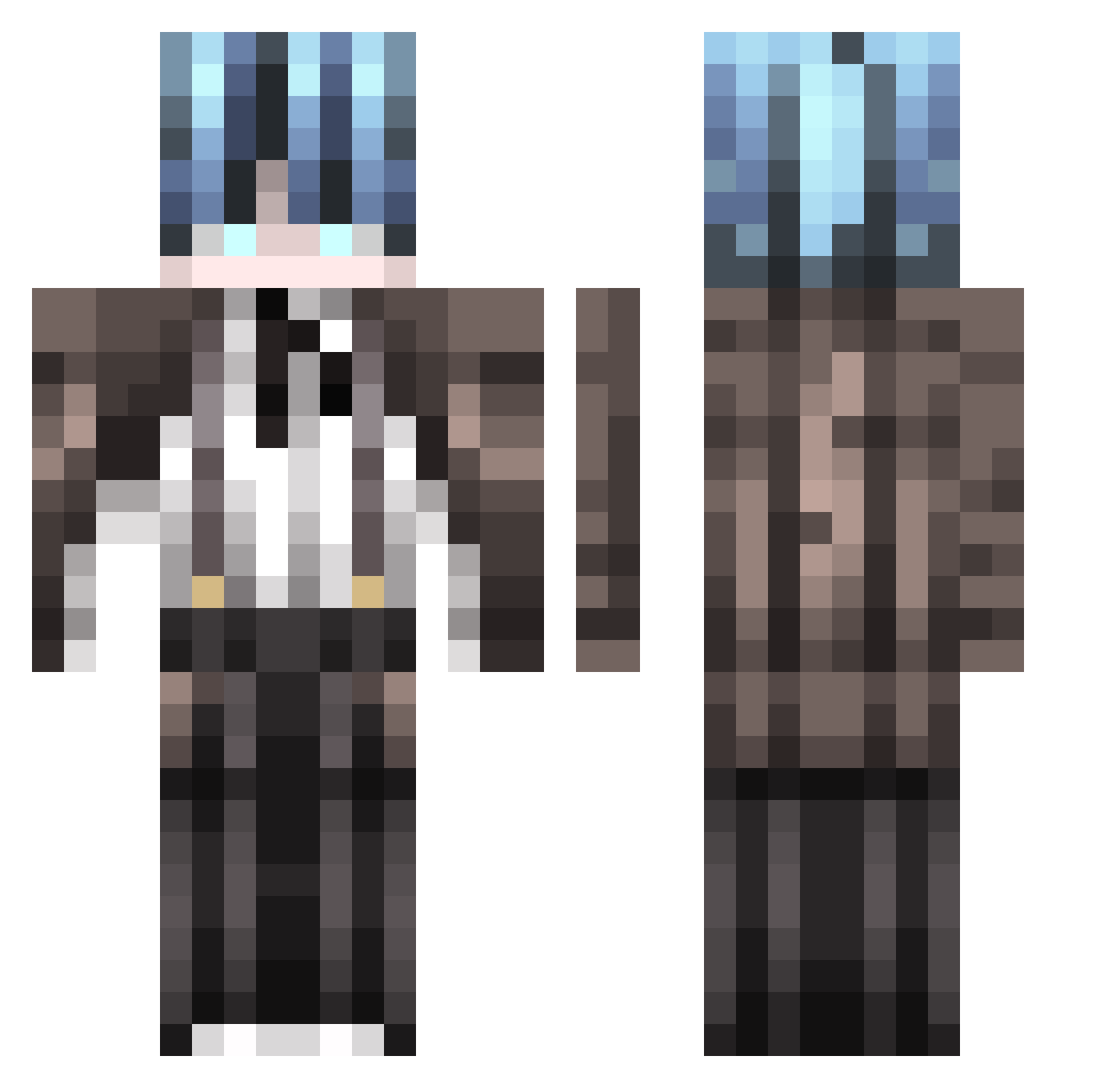 Soapbiriety Minecraft skin, front and back view