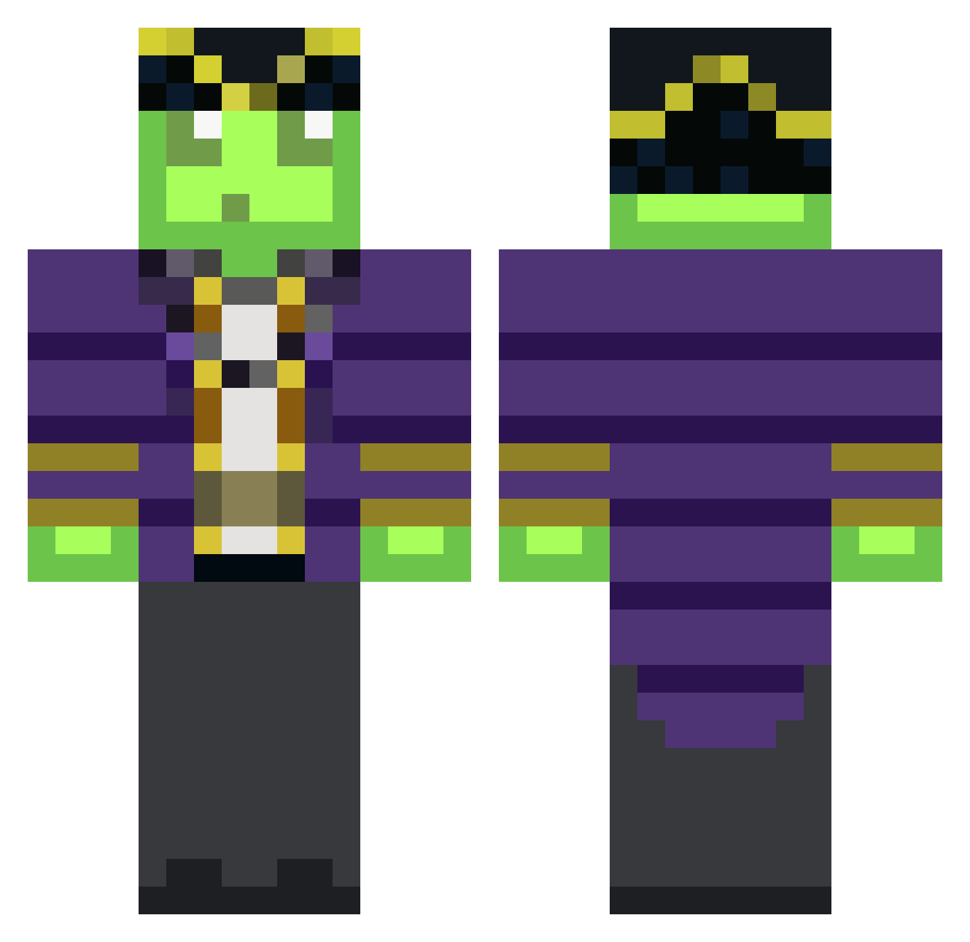 sinistersaints Minecraft skin, front and back view