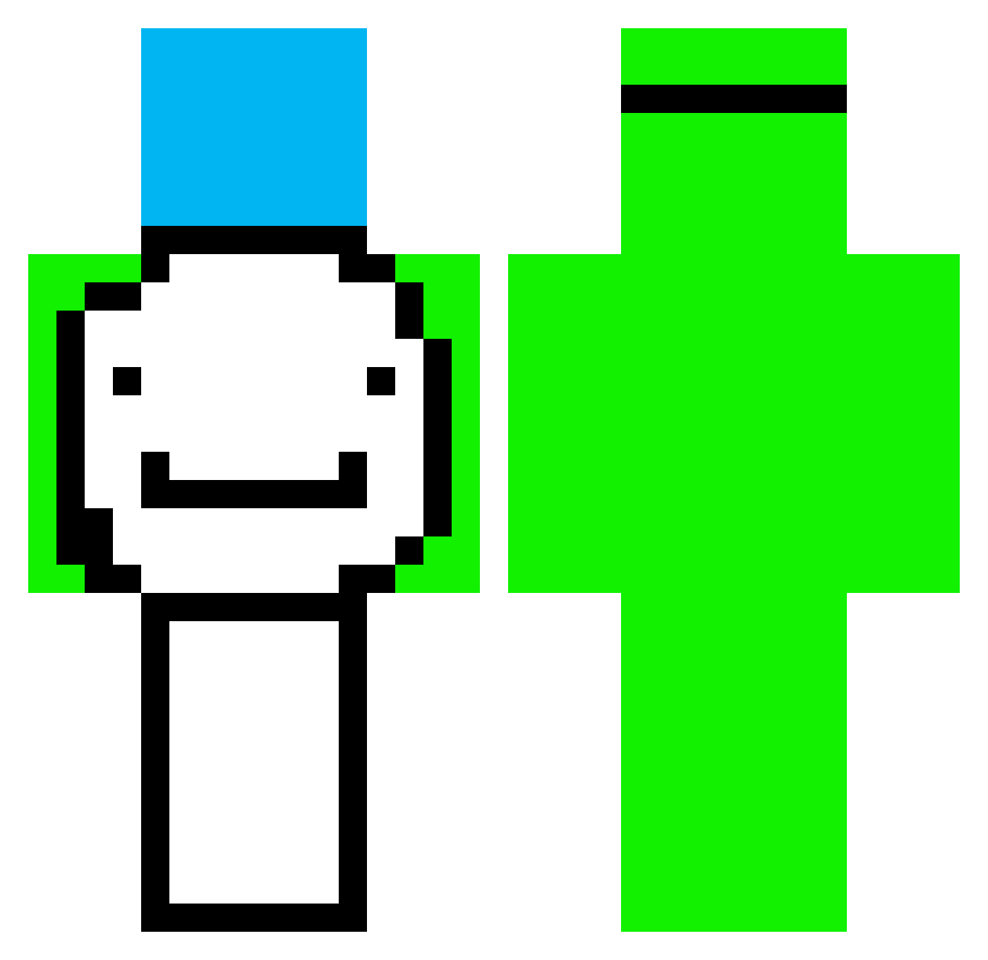 Ziretech Minecraft skin, front and back view