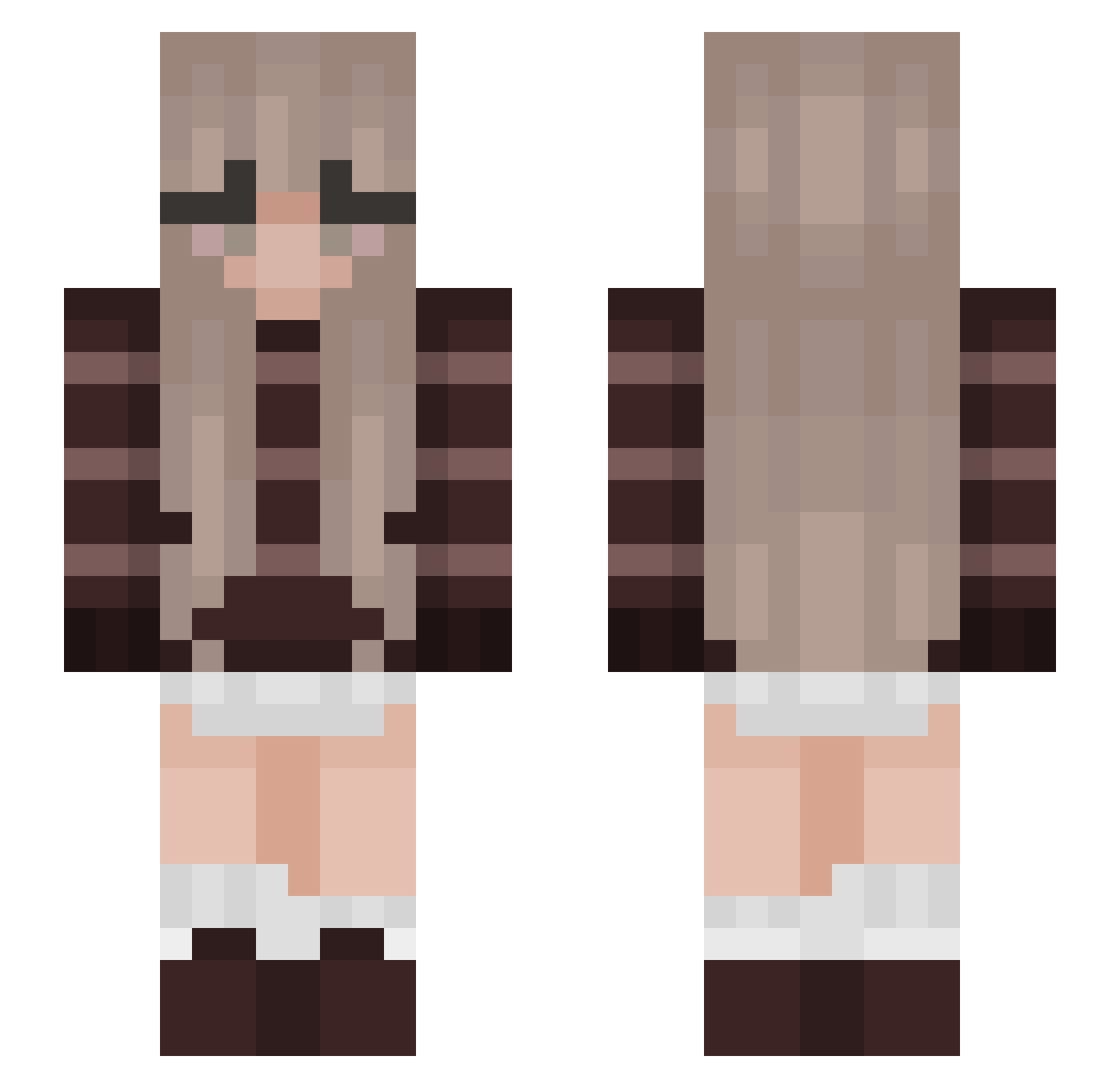Raelyn_OwO Minecraft skin, front and back view