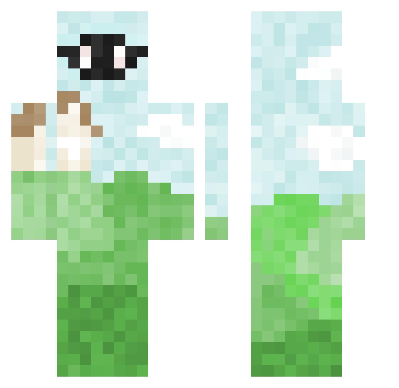 Megasaxophone08 Minecraft skin, front and back view