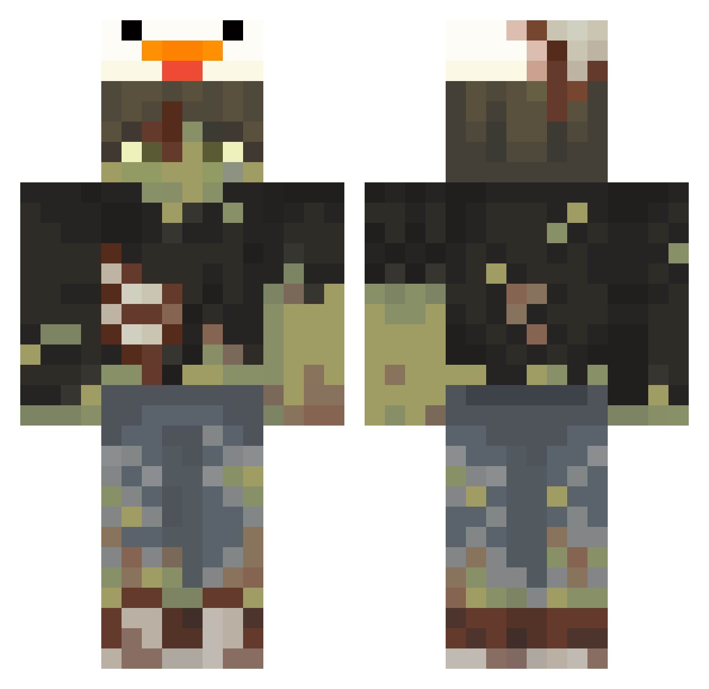 Mox1541 Minecraft skin, front and back view