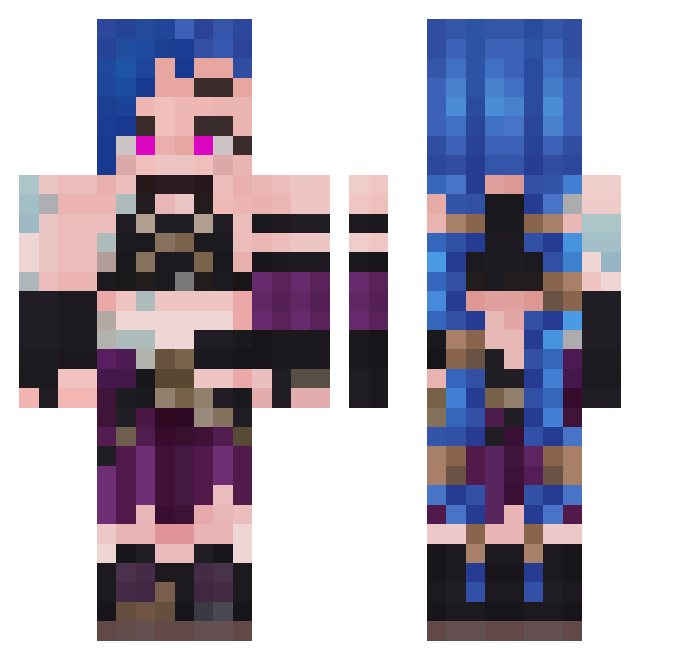 Autismin Minecraft skin, front and back view