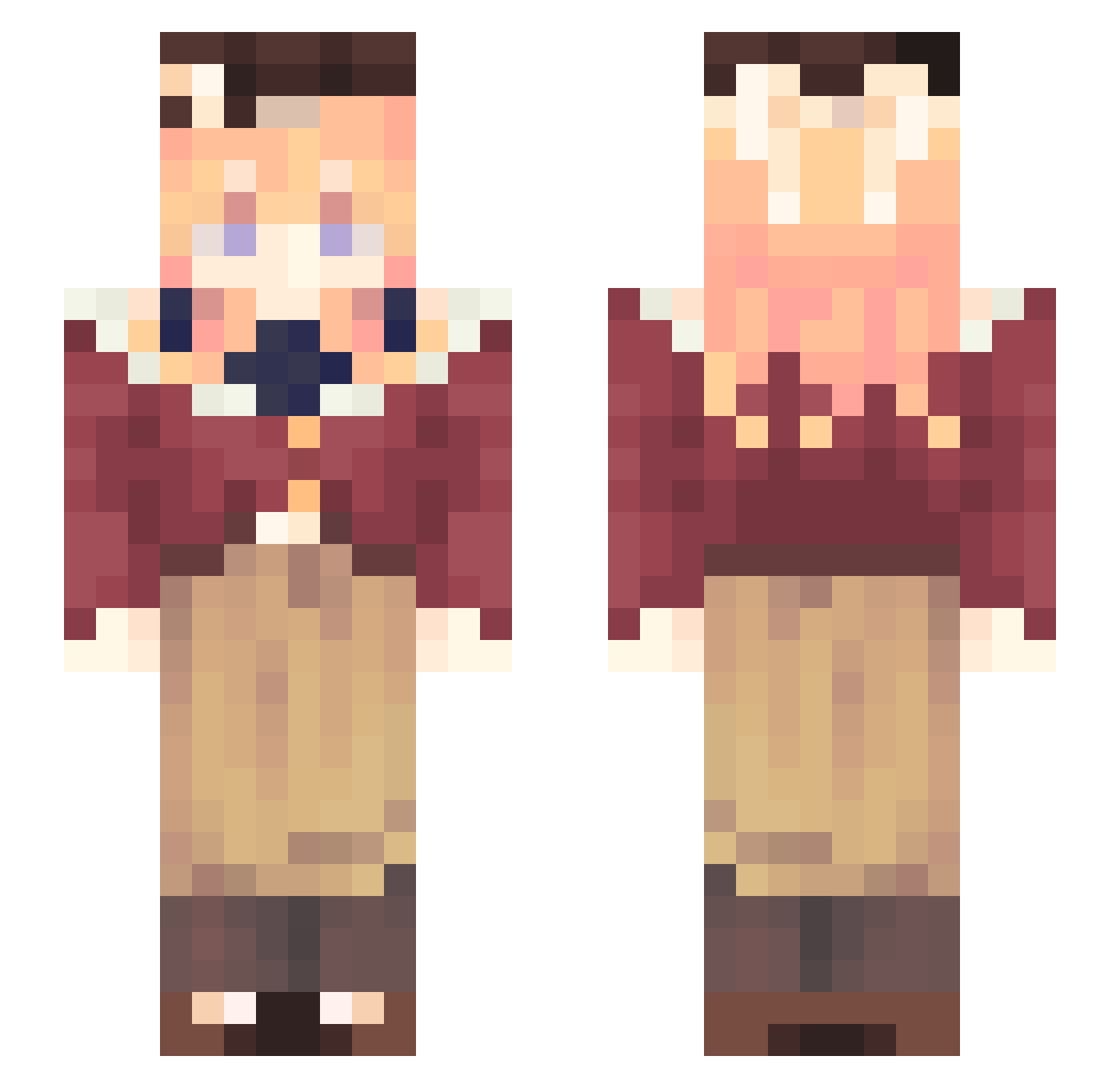 Lyclzy Minecraft skin, front and back view
