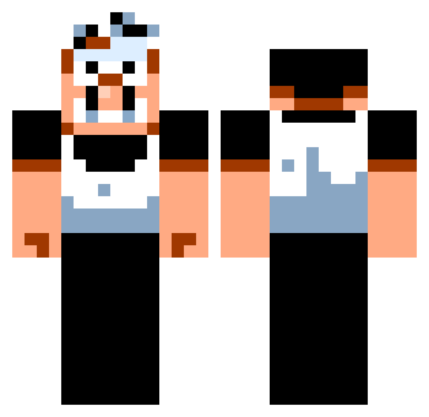 SquallyCoin Minecraft skin, front and back view