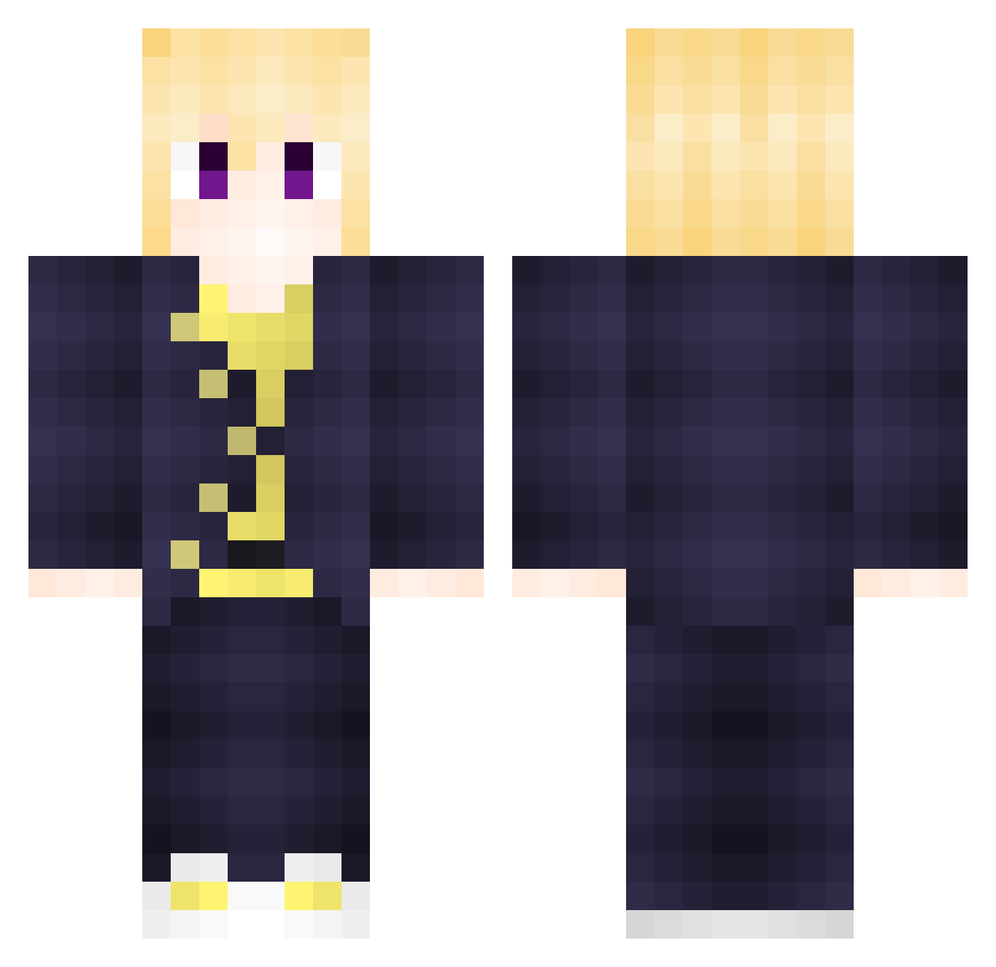 noobcookie Minecraft skin, front and back view