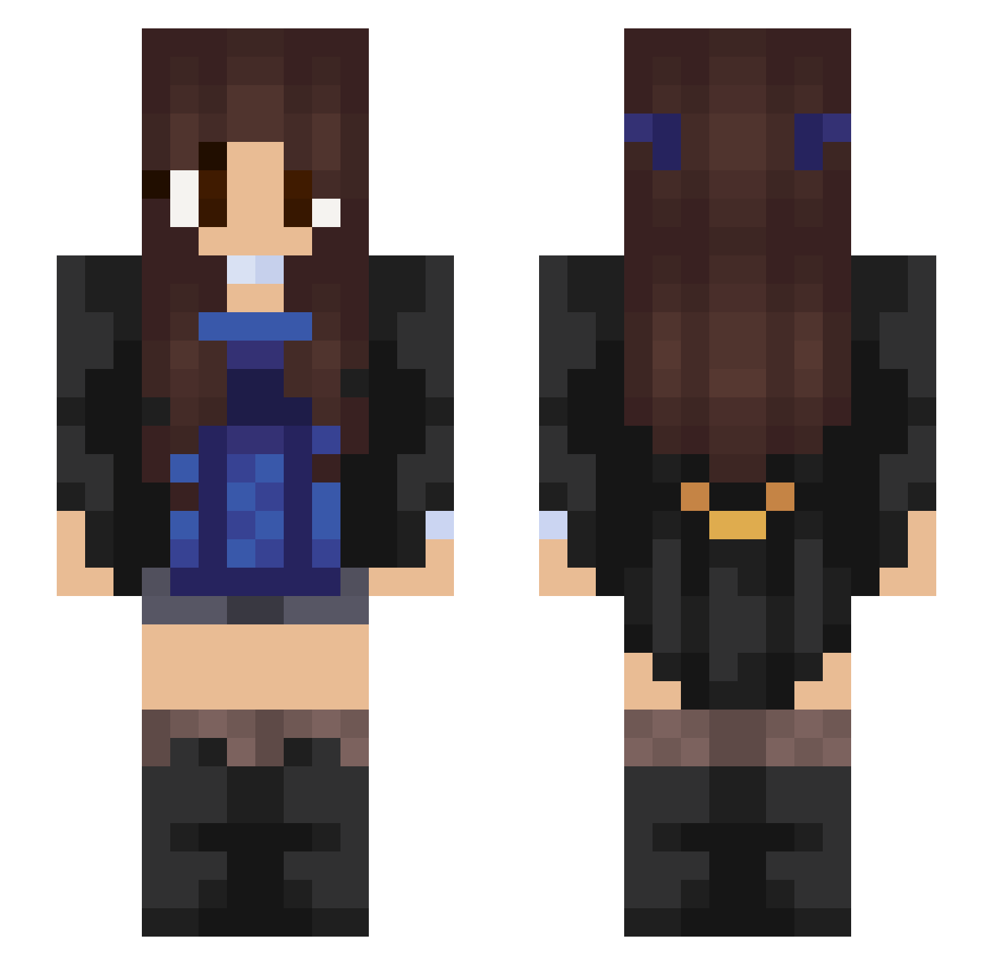 Witherzwolf Minecraft skin, front and back view