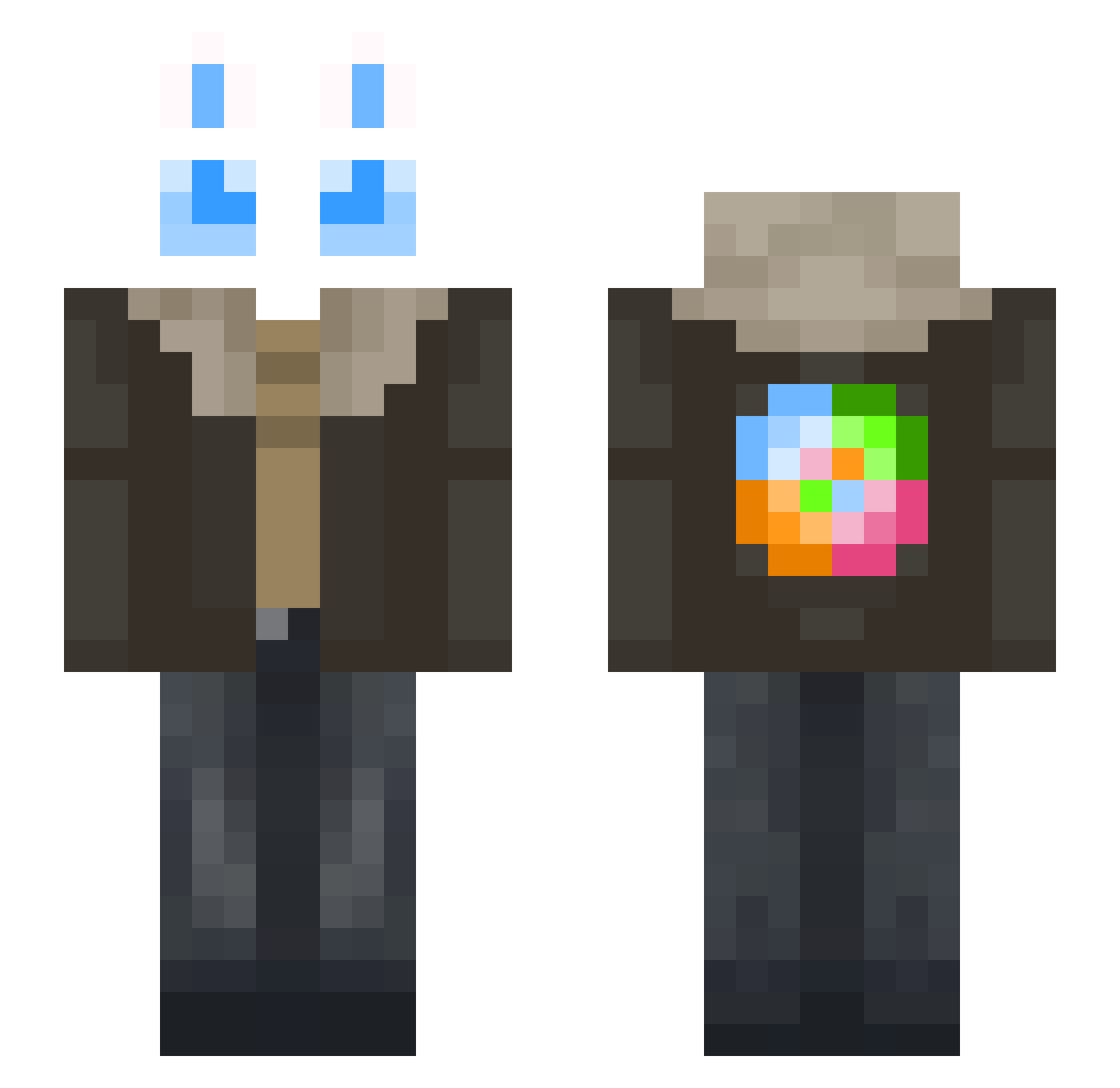 Callme_Silken Minecraft skin, front and back view